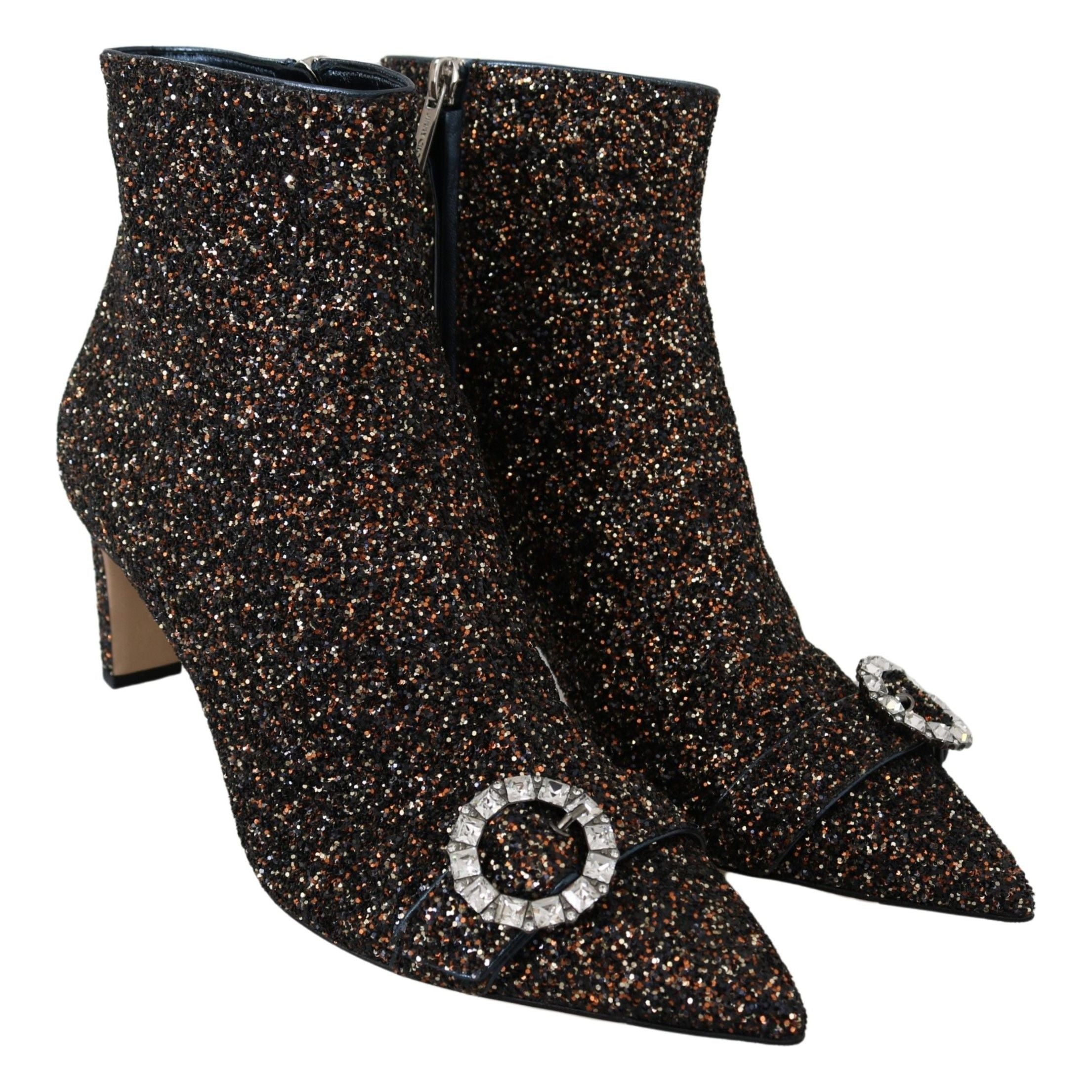 JIMMY CHOO Mix Fabric Glitter Leather Hanover 65 Boots Shoes