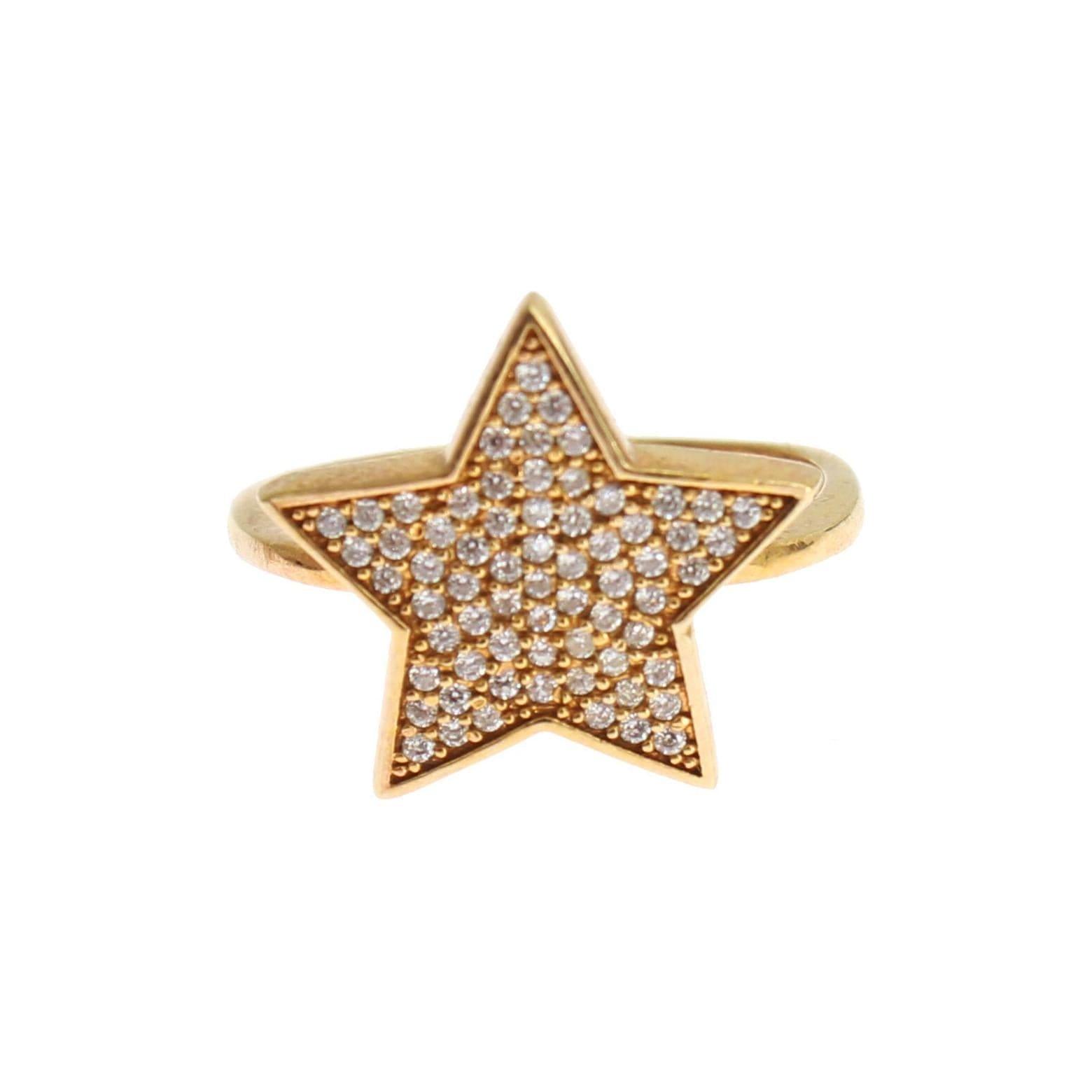 NIALAYA Star Gold 925 Silver Women's Clear Ring