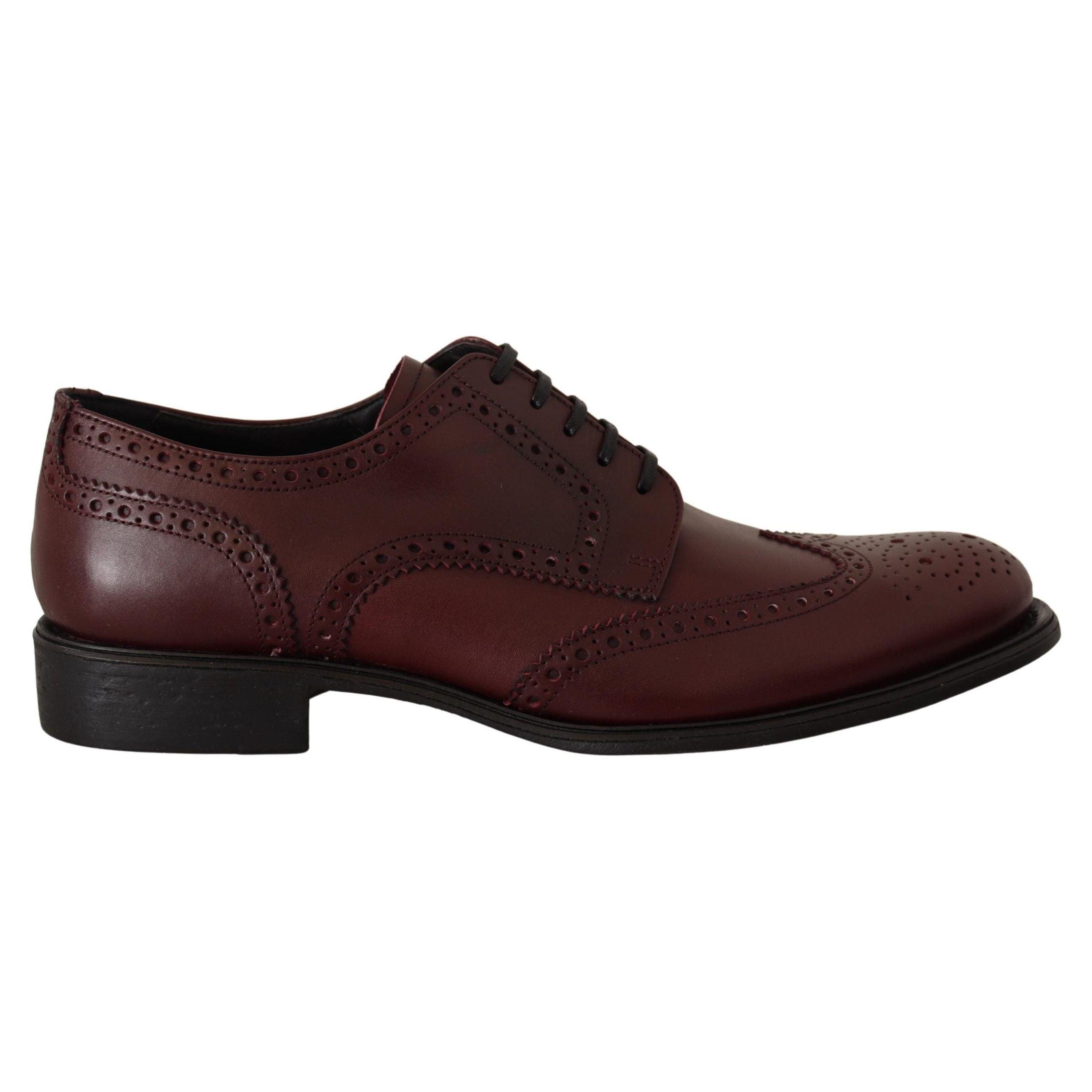 DOLCE & Gabbana Bordeaux Leather Oxford Wingtip Formal Shoes