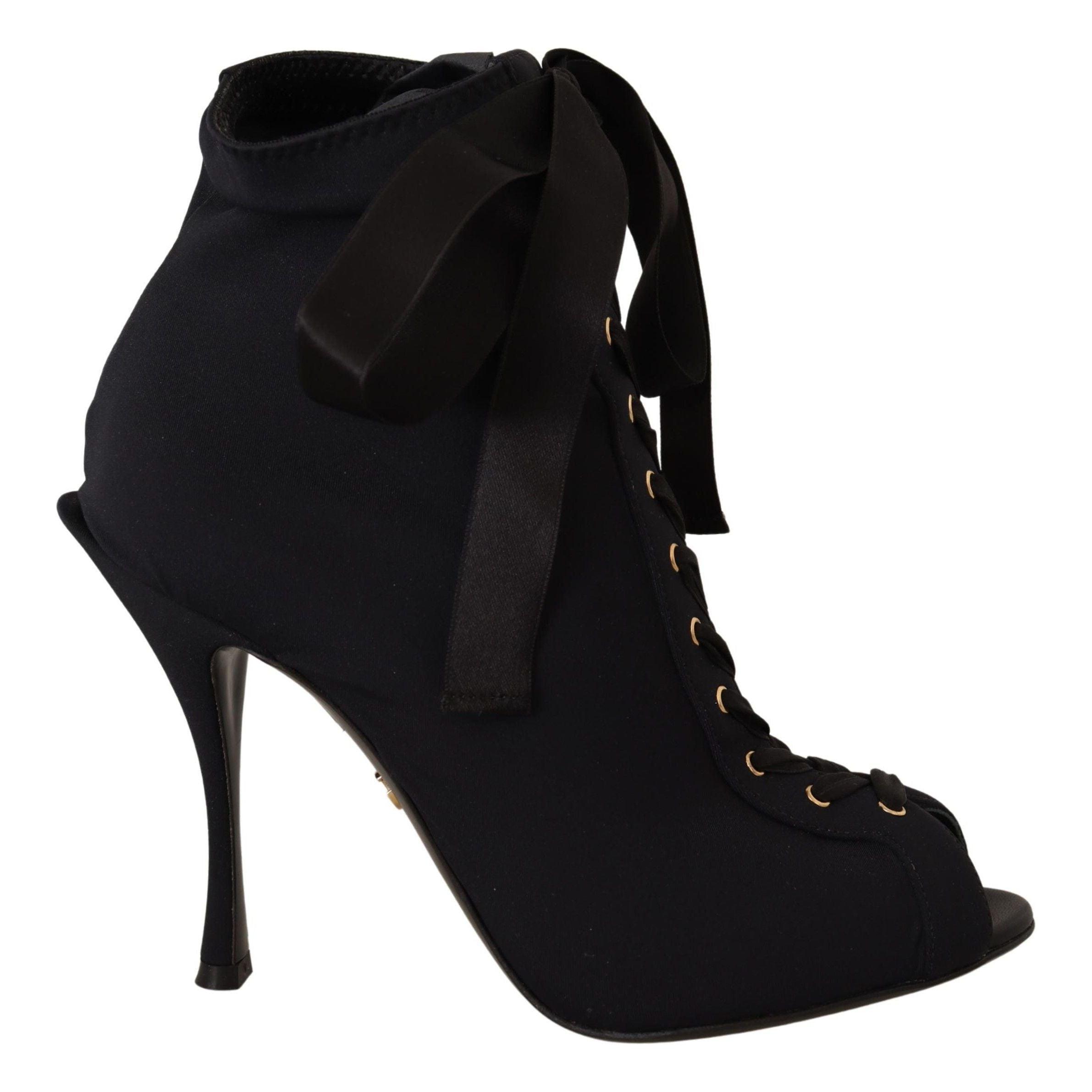 DOLCE & GABBANA Black Stretch Short Ankle Boots