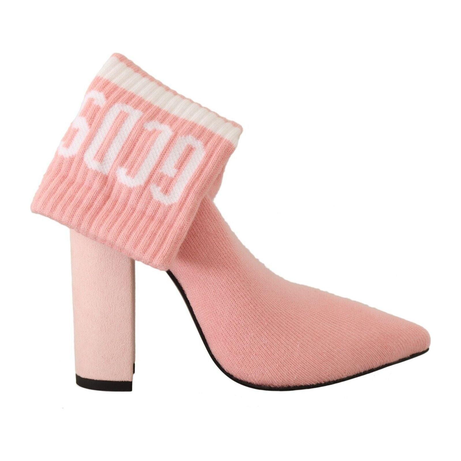 GCDS Pink Suede Logo Socks Boots