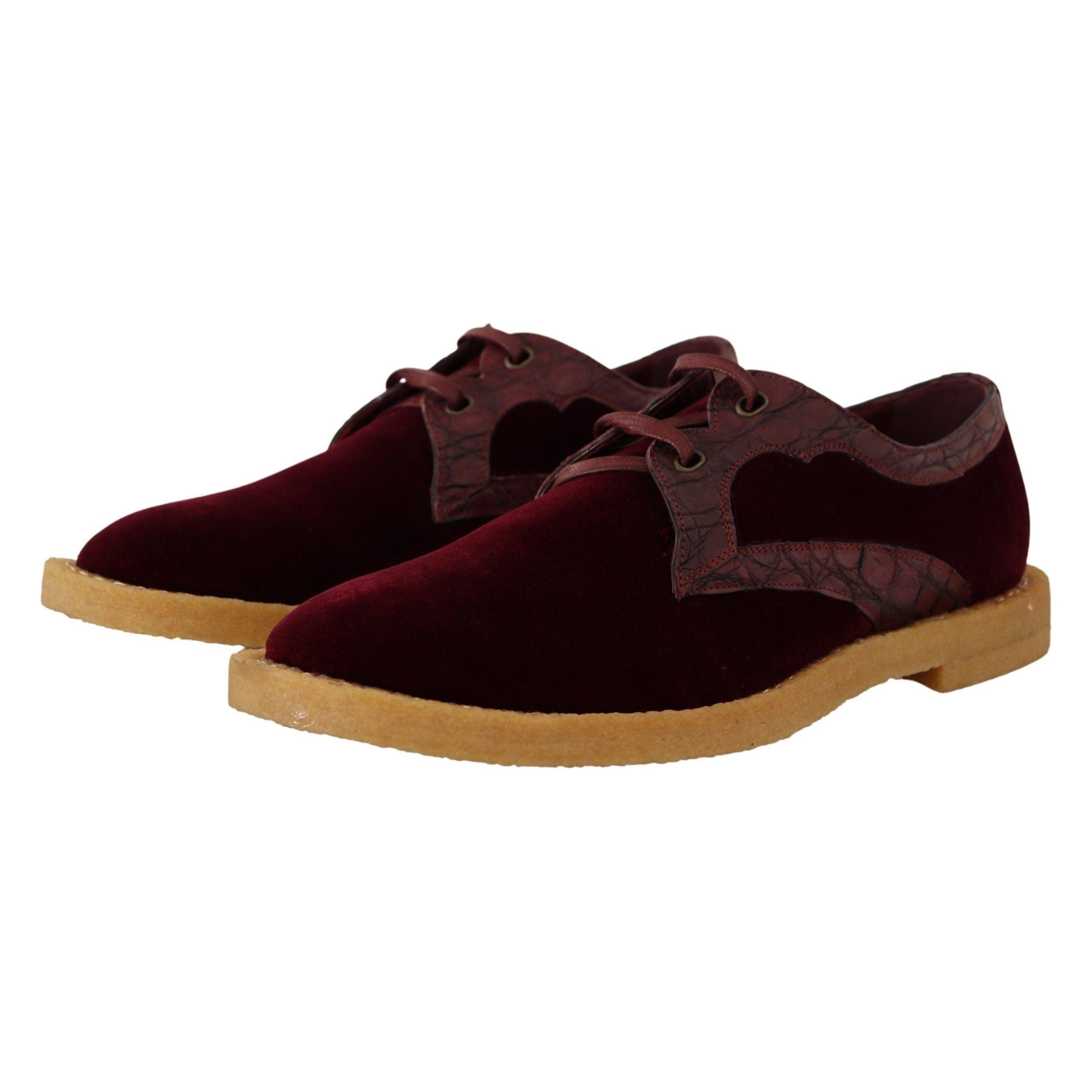 DOLCE & GABBANA Bordeaux Velvet Exotic Leather Shoes