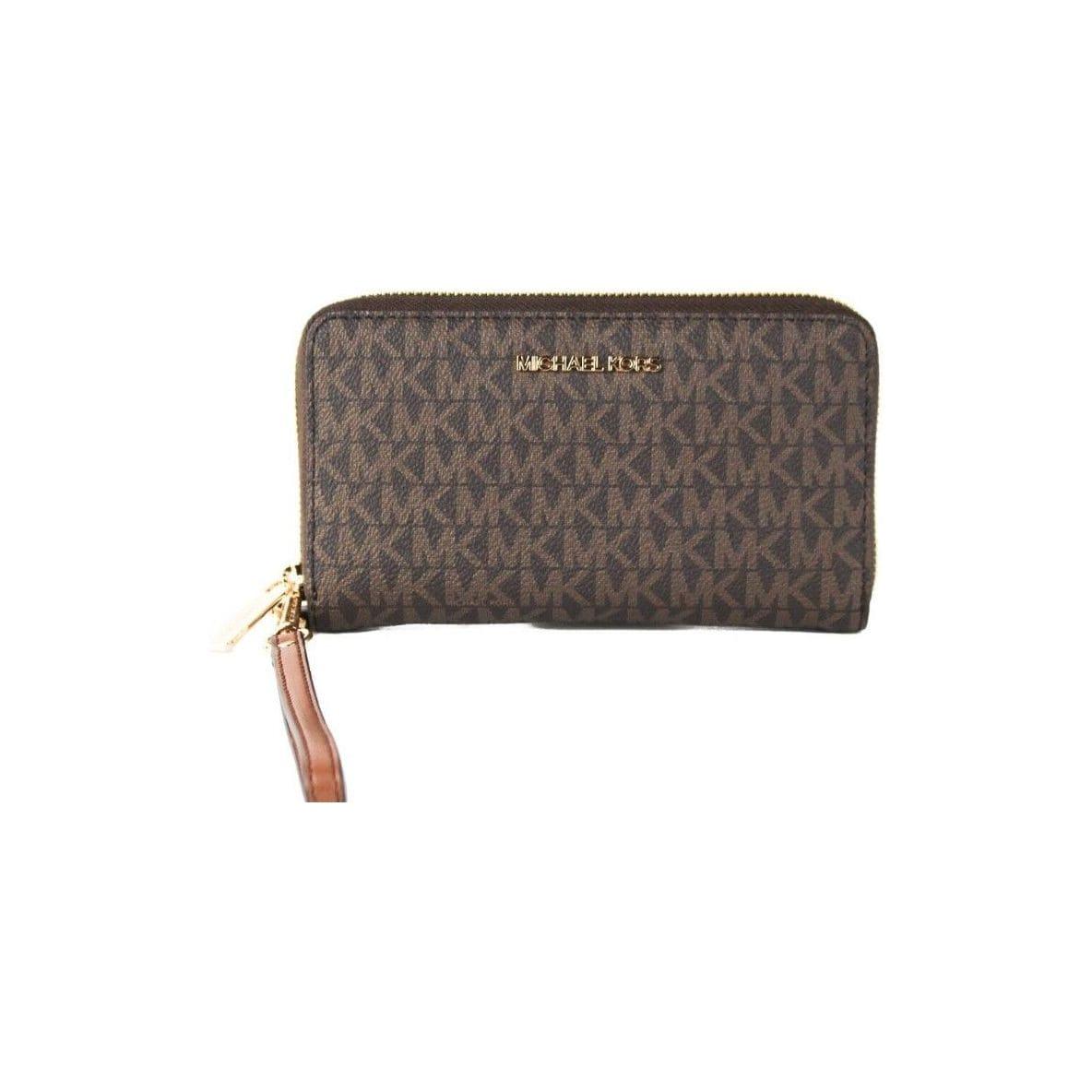 MICHAEL Kors Jet Set Large Brown Signature Flat Wrist Wallet