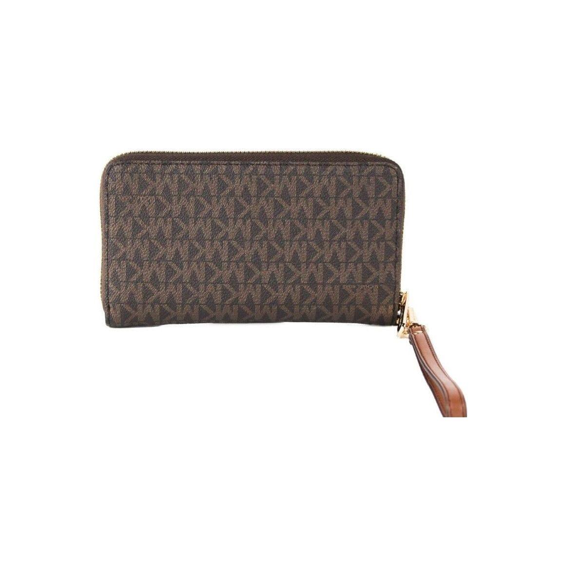 MICHAEL Kors Jet Set Large Brown Signature Flat Wrist Wallet