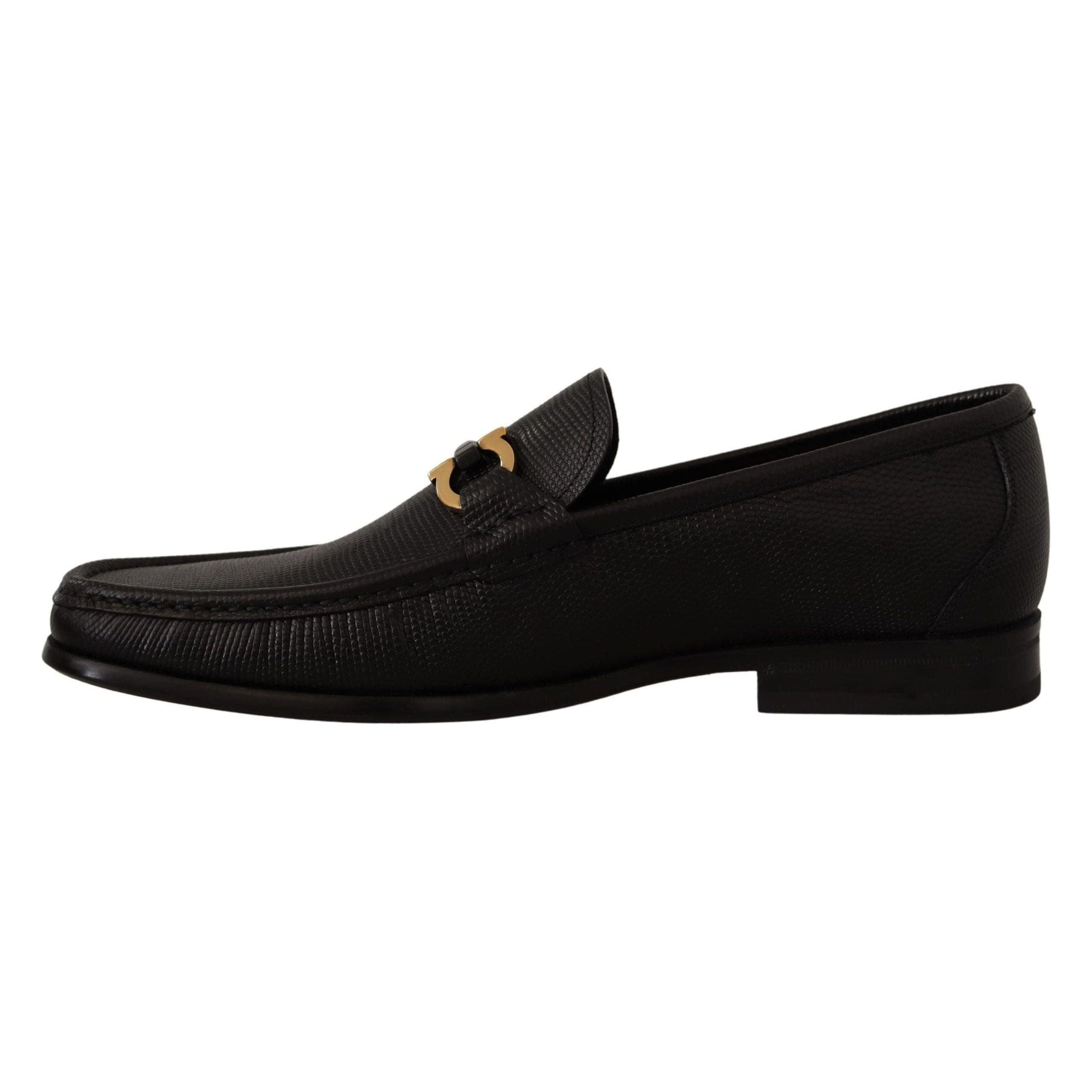 SALVATORE FERRAGAMO Black Leather Moccasins Shoes