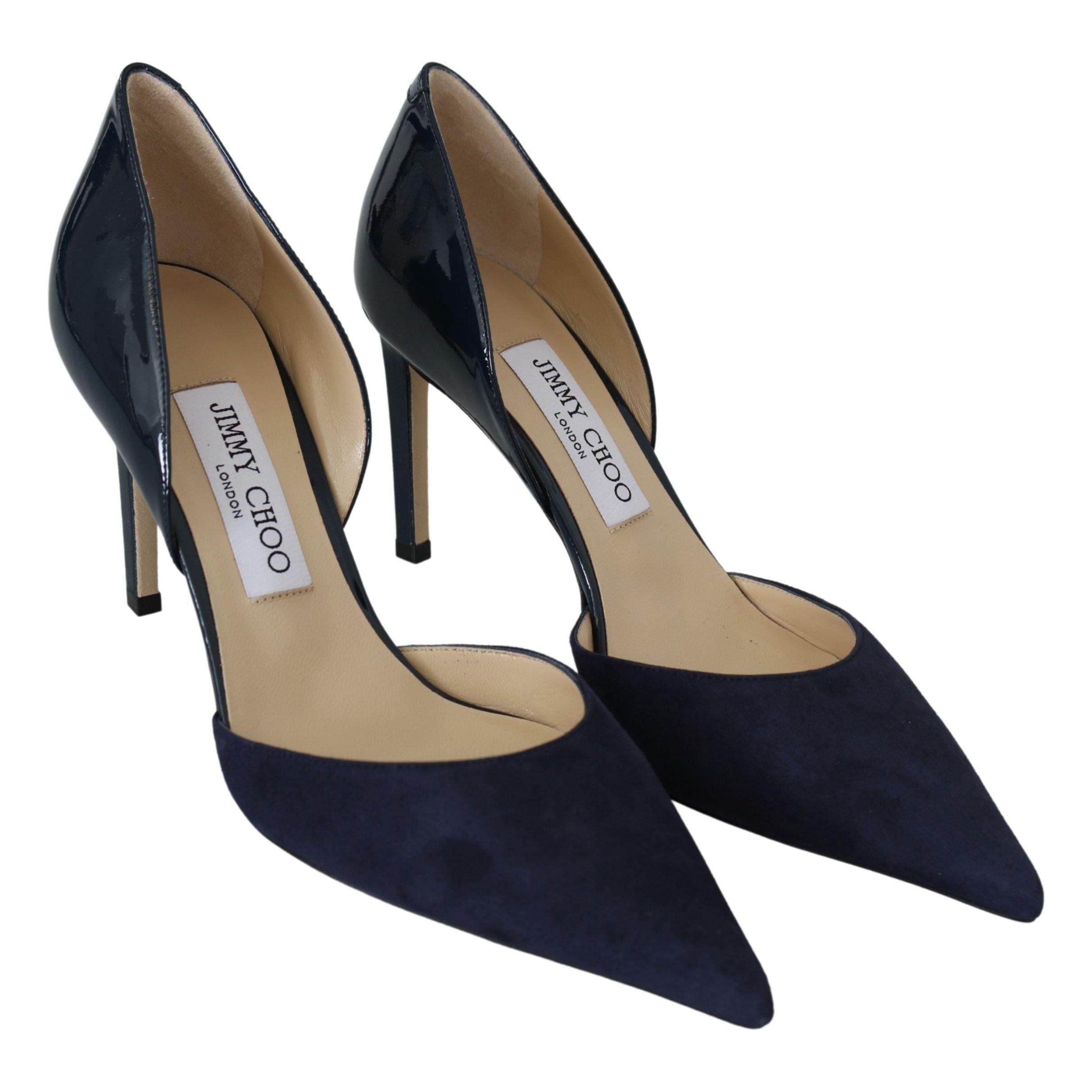 JIMMY CHOO Navy Blue Leather Darylin 85 Pumps