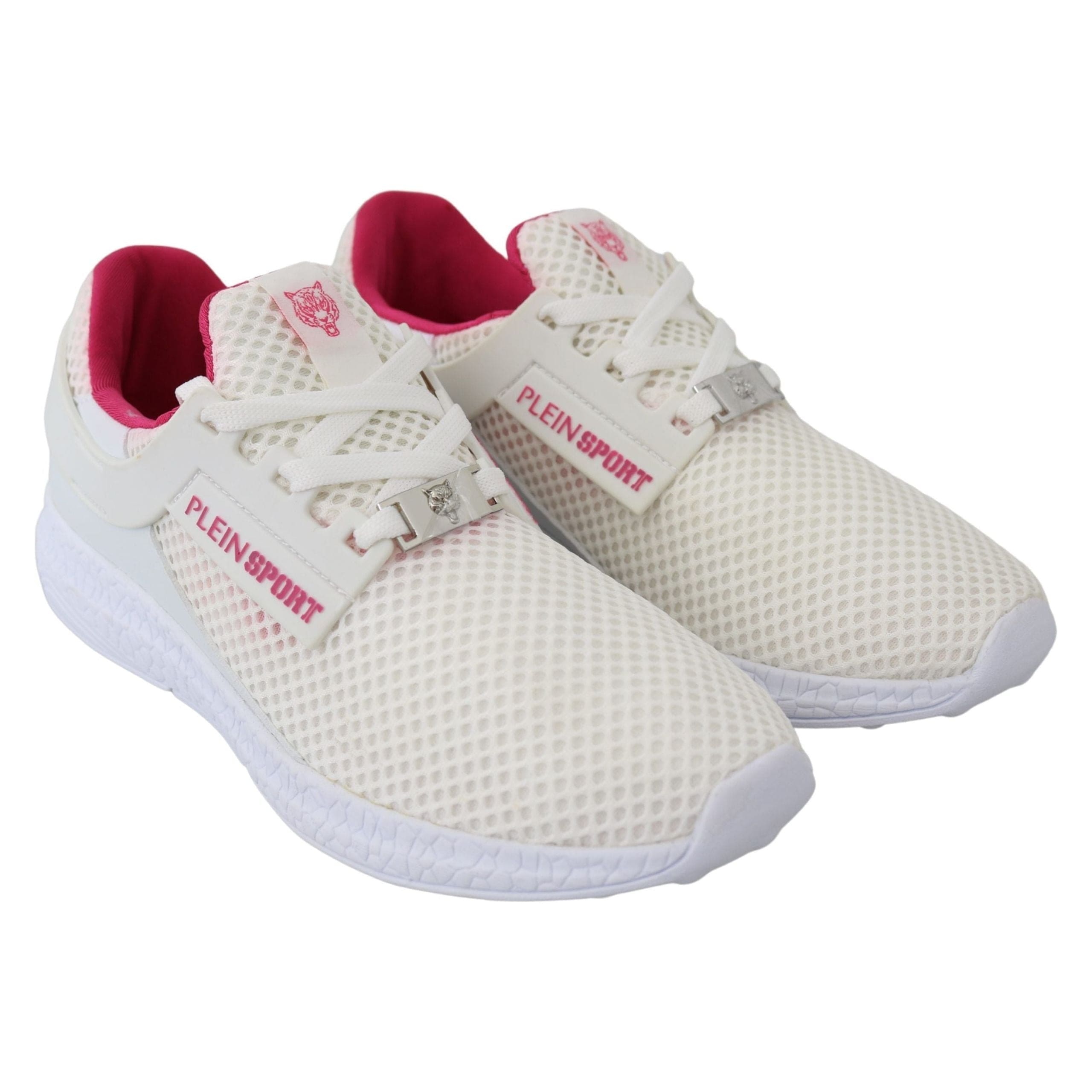 PLEIN Sport White Polyester Runner Becky Sneakers Shoes