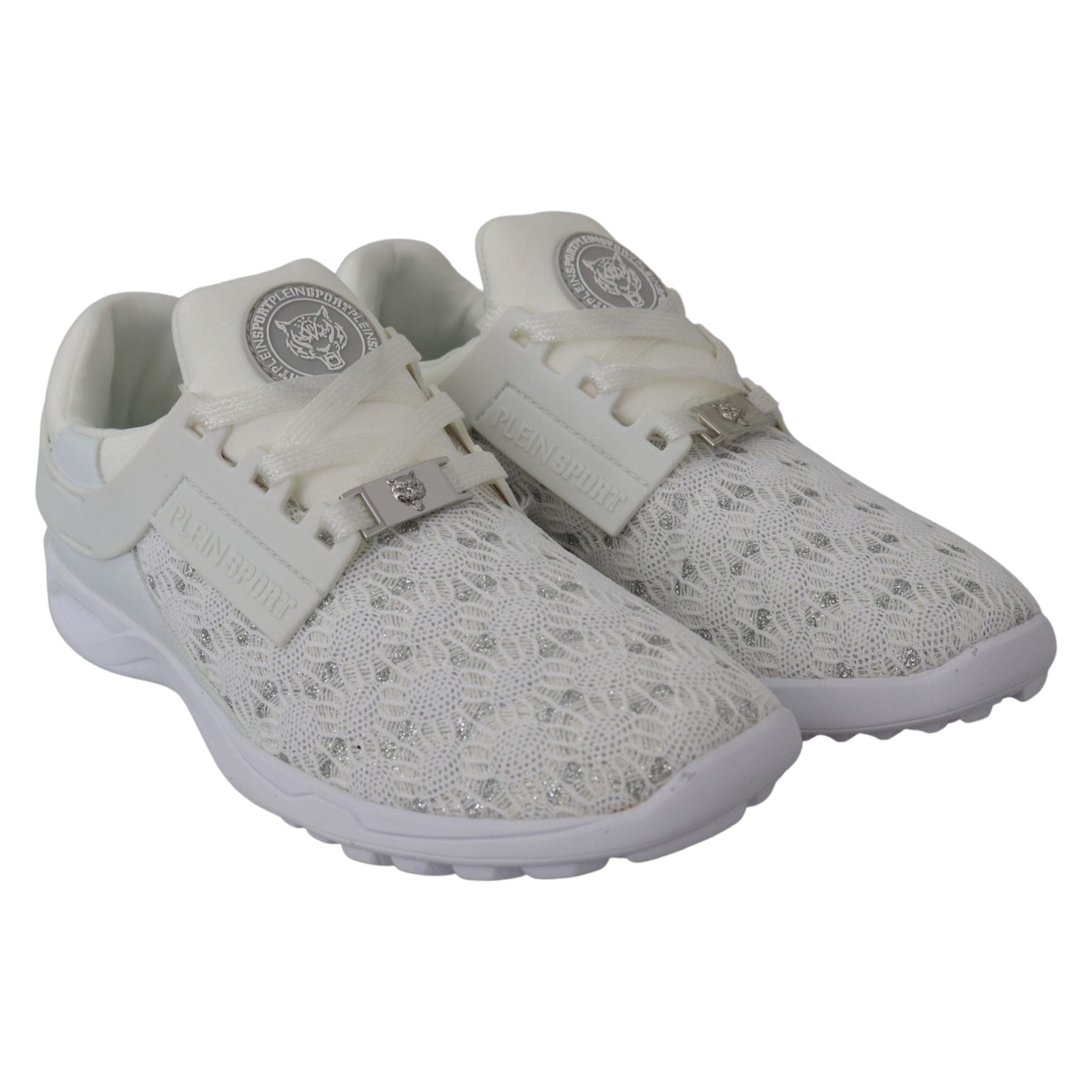 PLEIN Sport White Polyester Runner Beth Sneakers Shoes