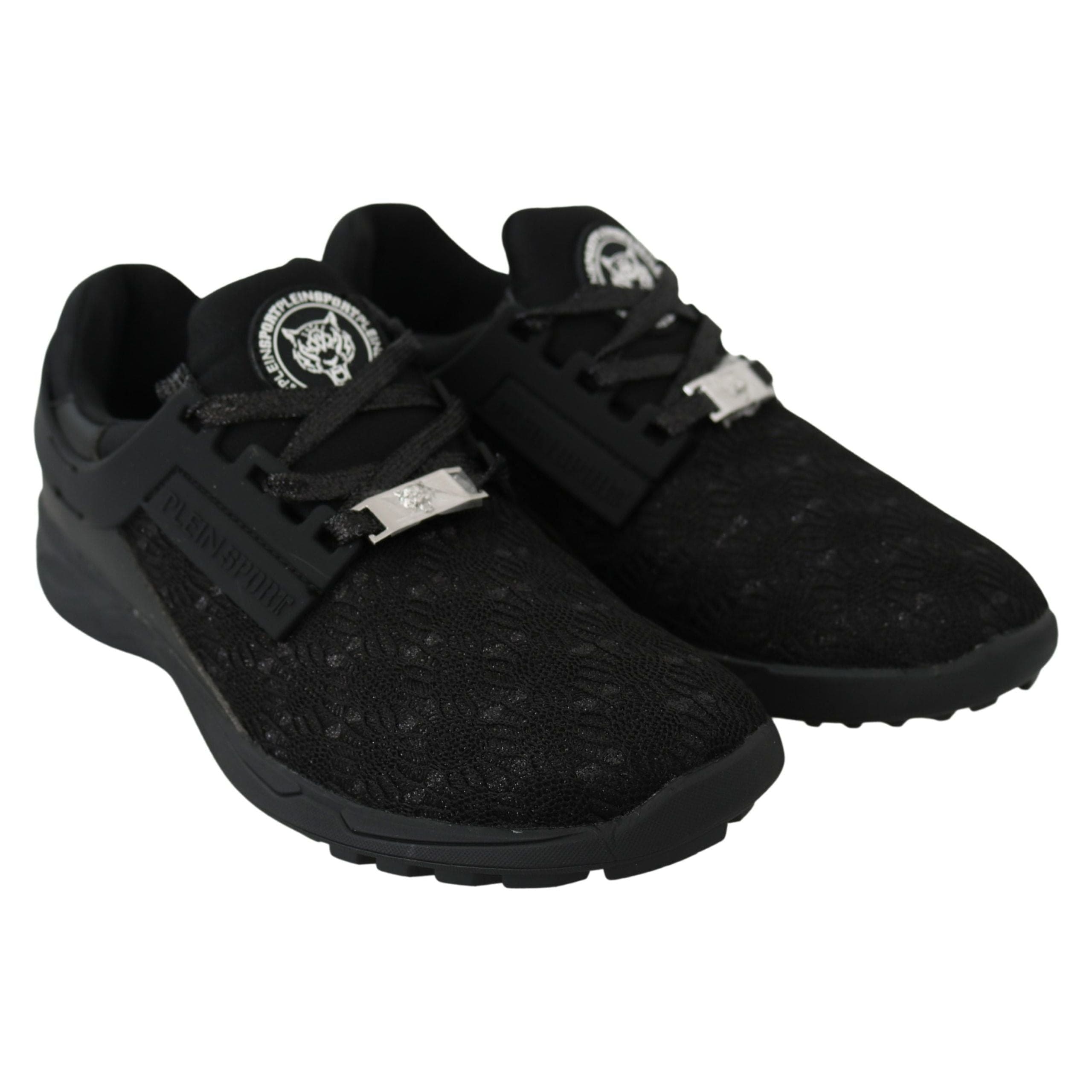 PLEIN Sport Black Polyester Runner Beth Sneakers Shoes