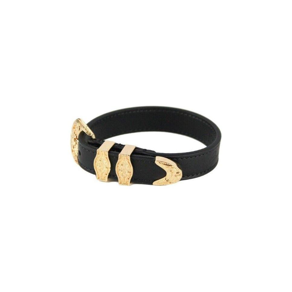 Versace Medusa Leather In Gold Plated Brass Bracelet