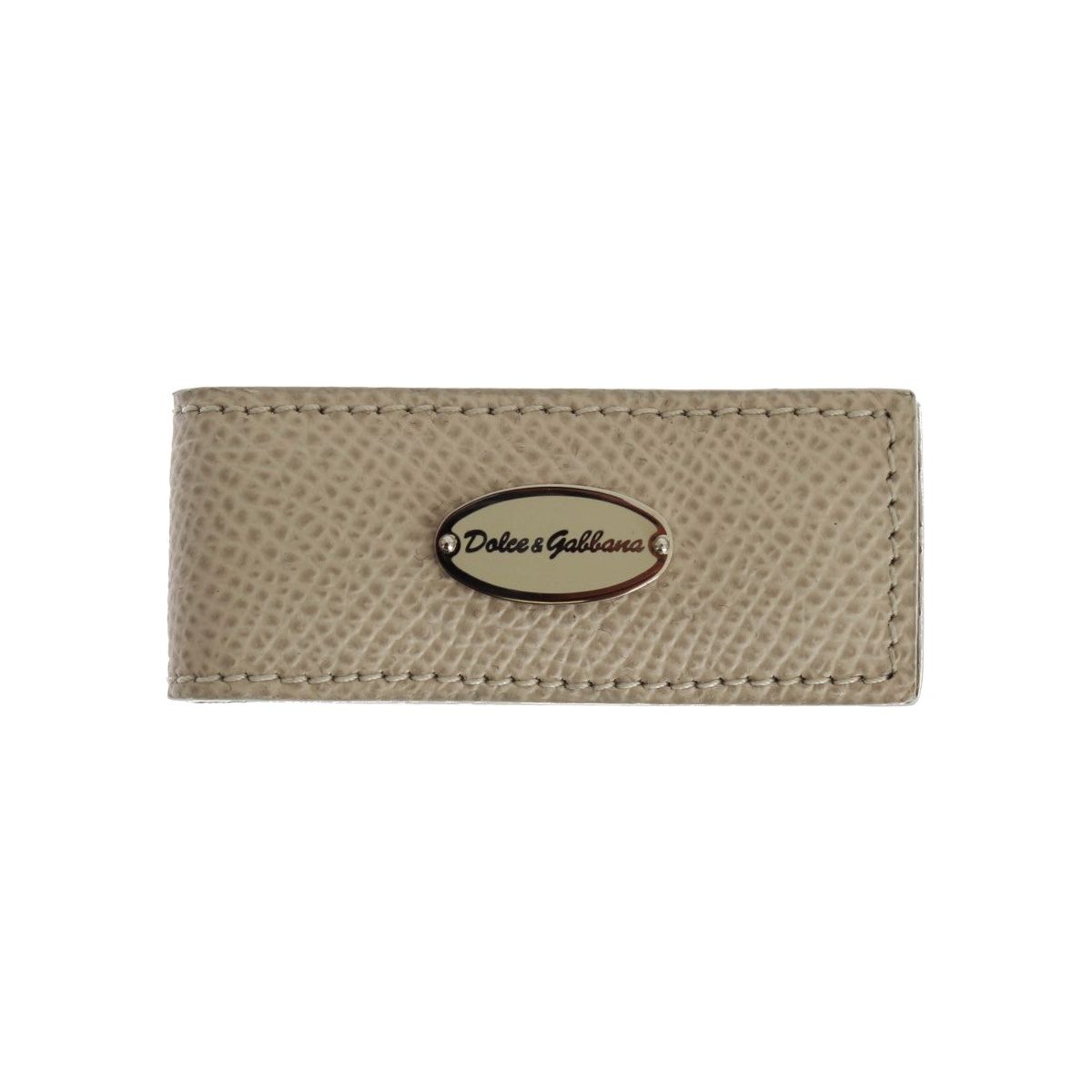 DOLCE & GABBANA Beige Leather Magnet Money Clip