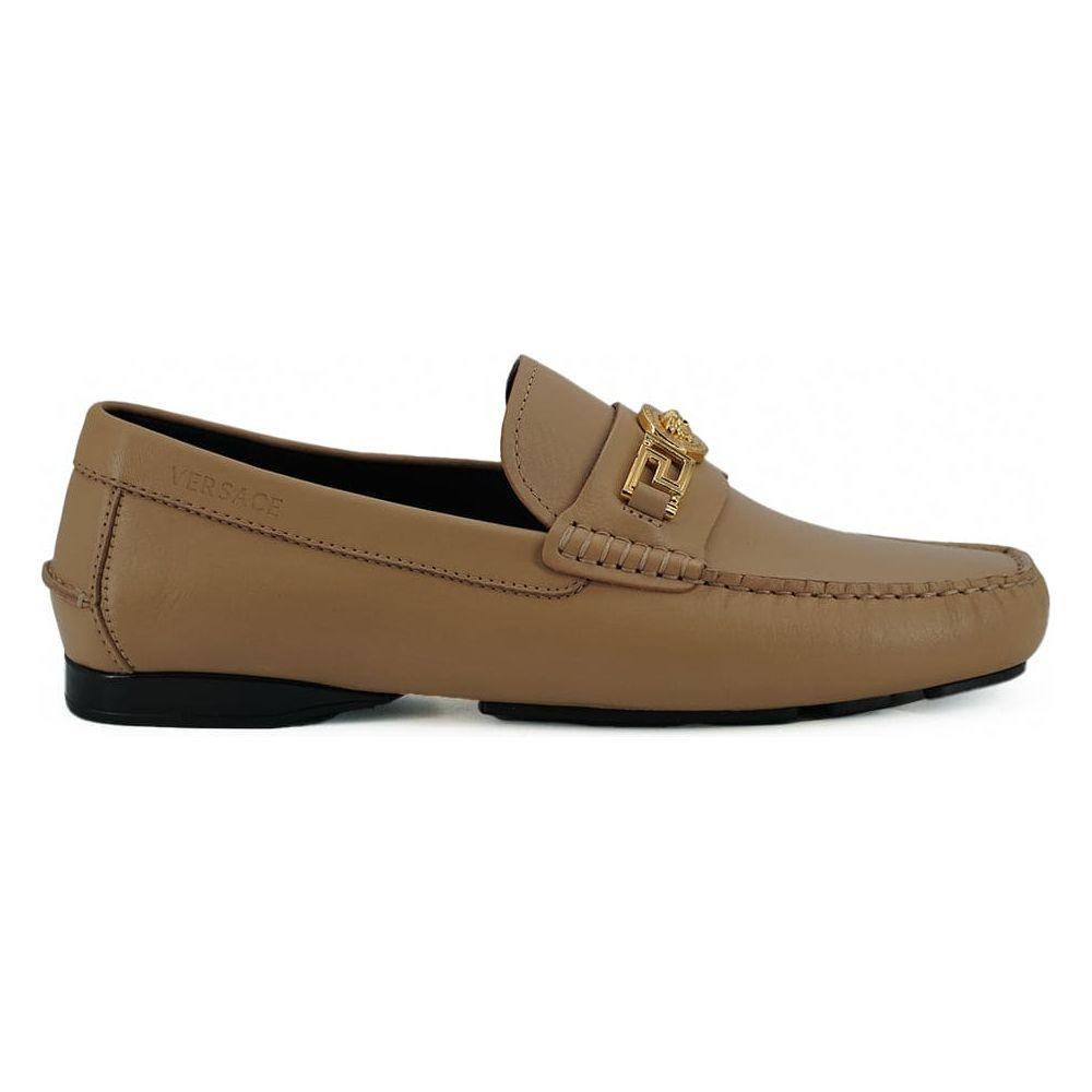 VERSACE Beige Leather Loafers Shoes