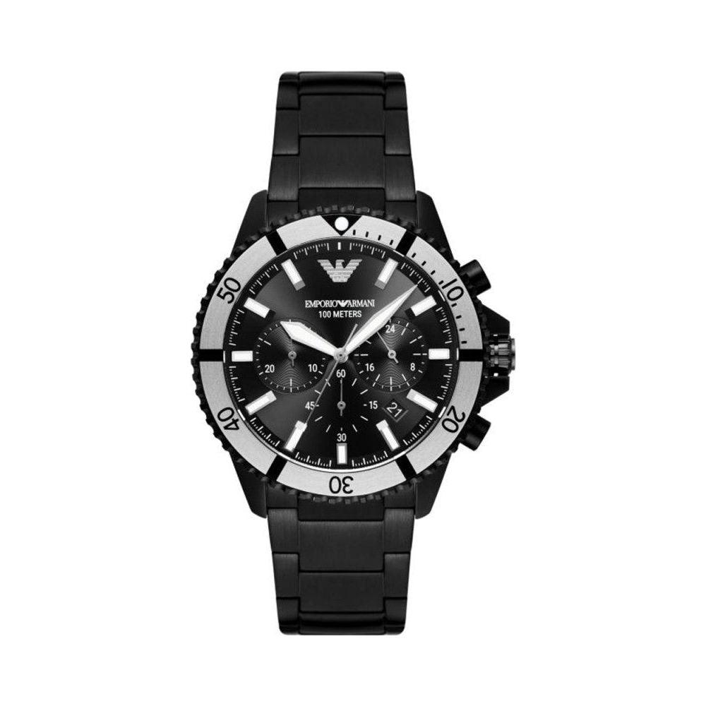 EMPORIO ARMANI Black Steel Chronograph Watch