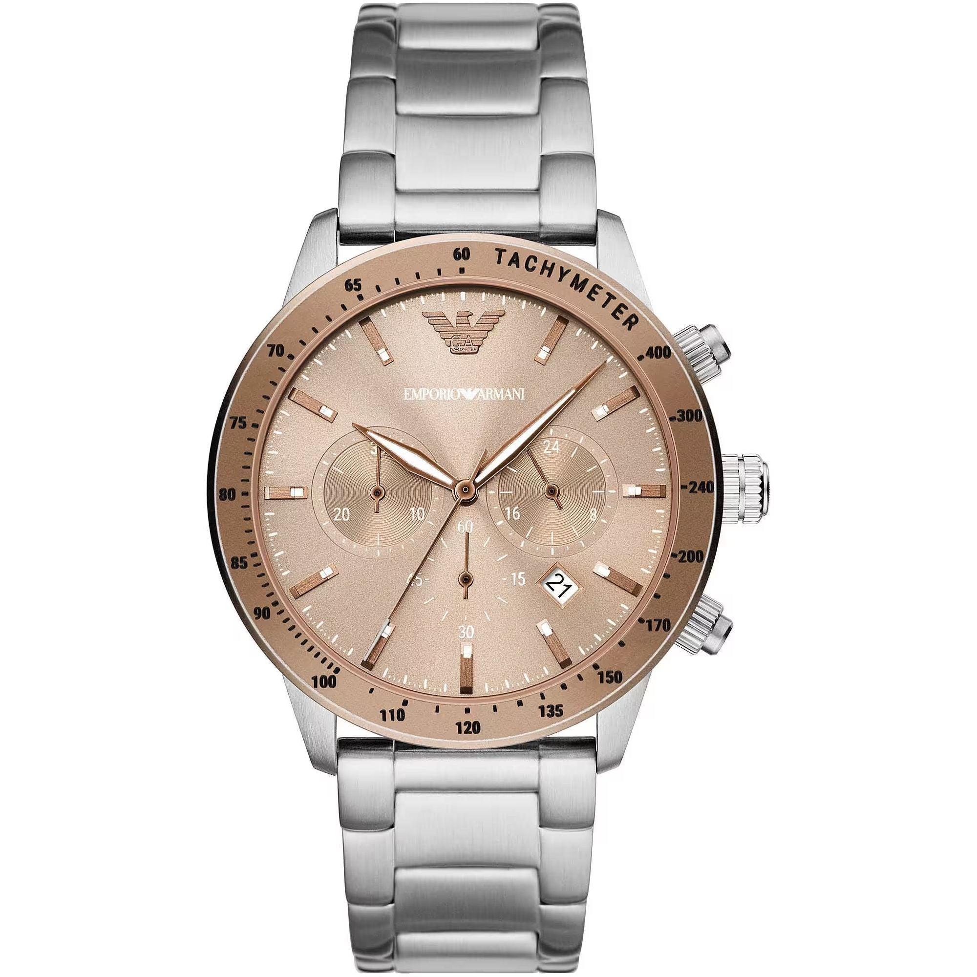 EMPORIO Armani Bronze and Silver Steel Chronograph Watch