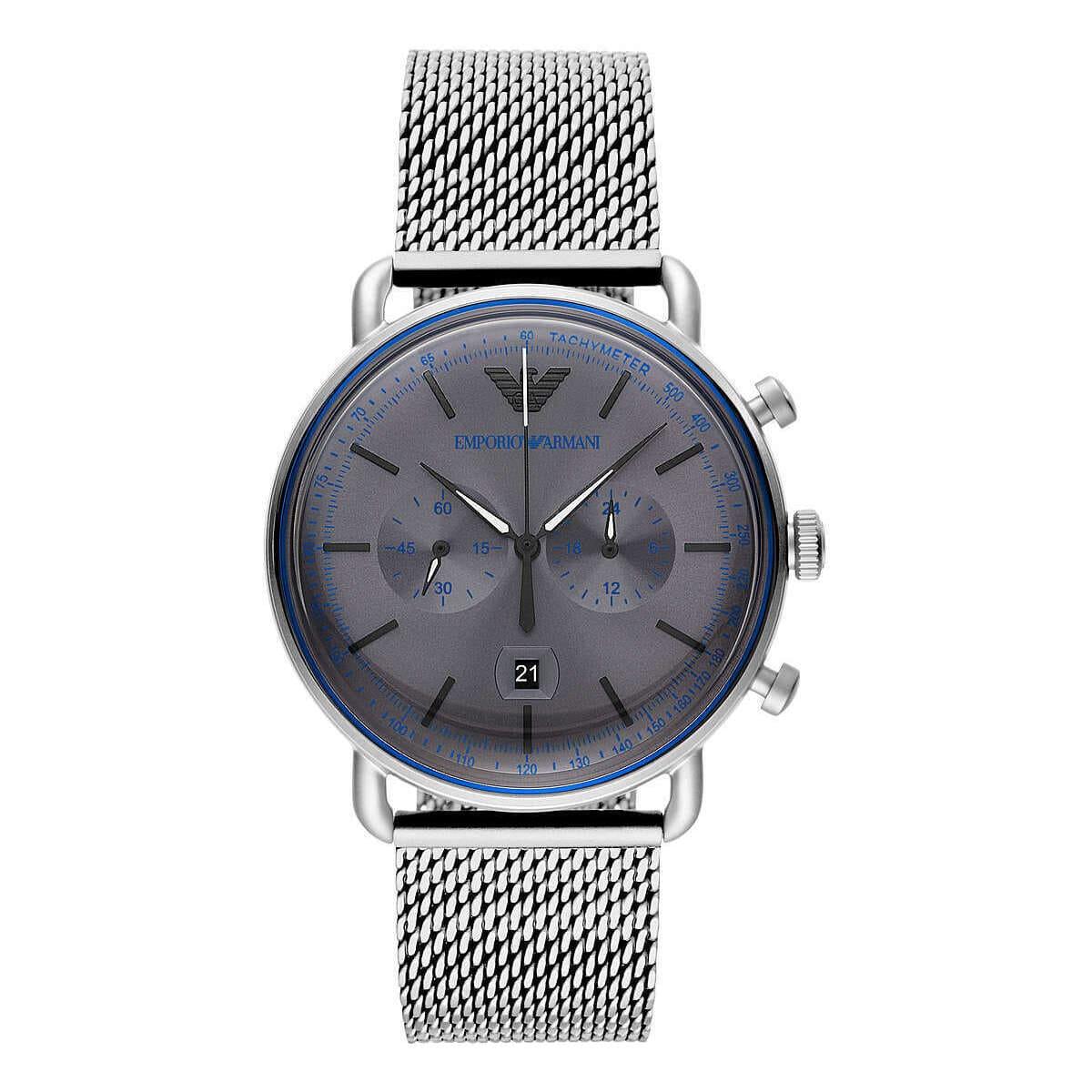 EMPORIO Armani Silver Steel Chronograph Watch