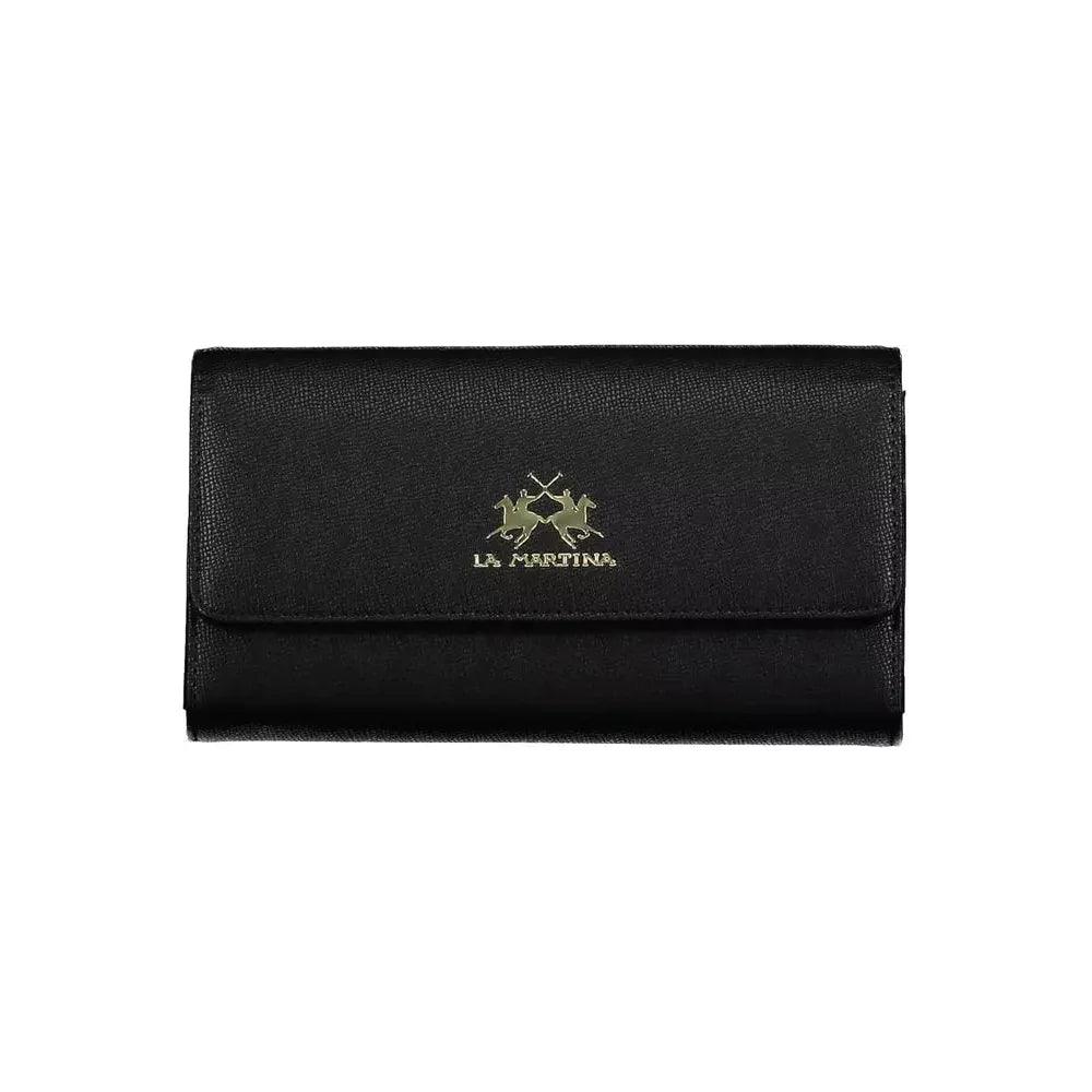 LA Martina Elegant Black Polyethylene Wallet with Logo