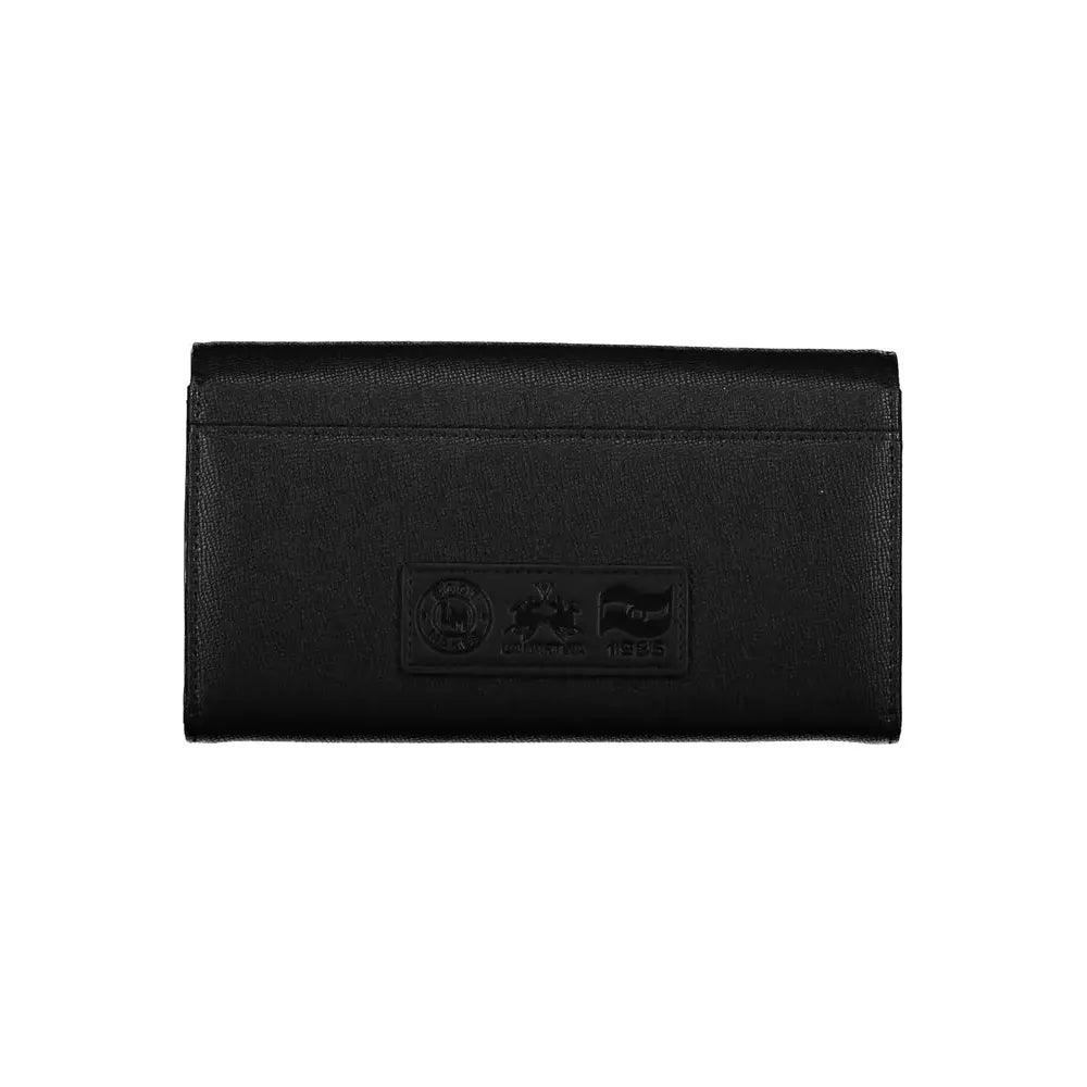 LA Martina Elegant Black Polyethylene Wallet with Logo