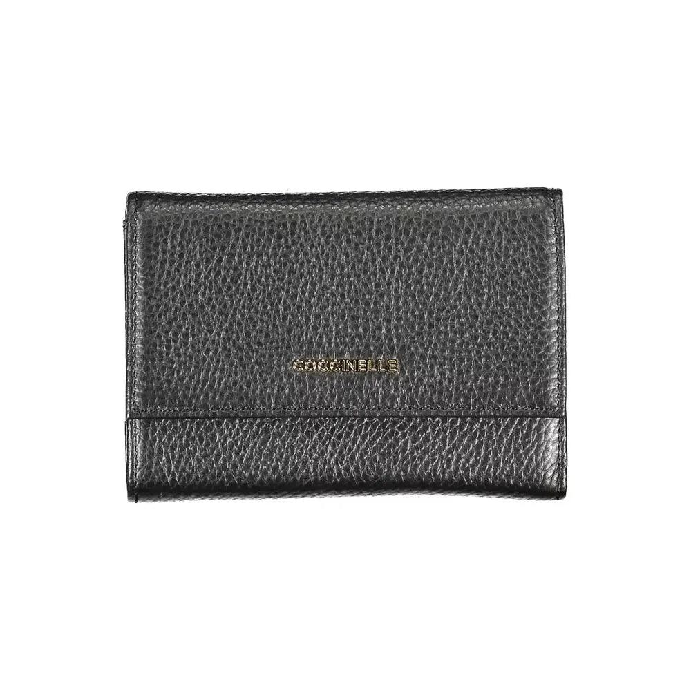 COCCINELLE Chic Black Leather Wallet with Multiple Compartments