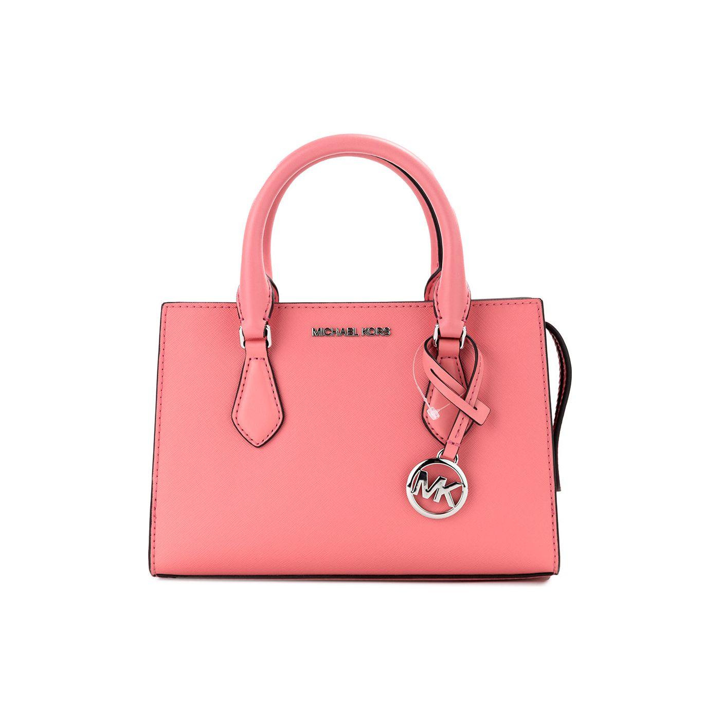 MICHAEL KORS Sheila Small Tea Rose Vegan Leather Center Zip Satchel Bag