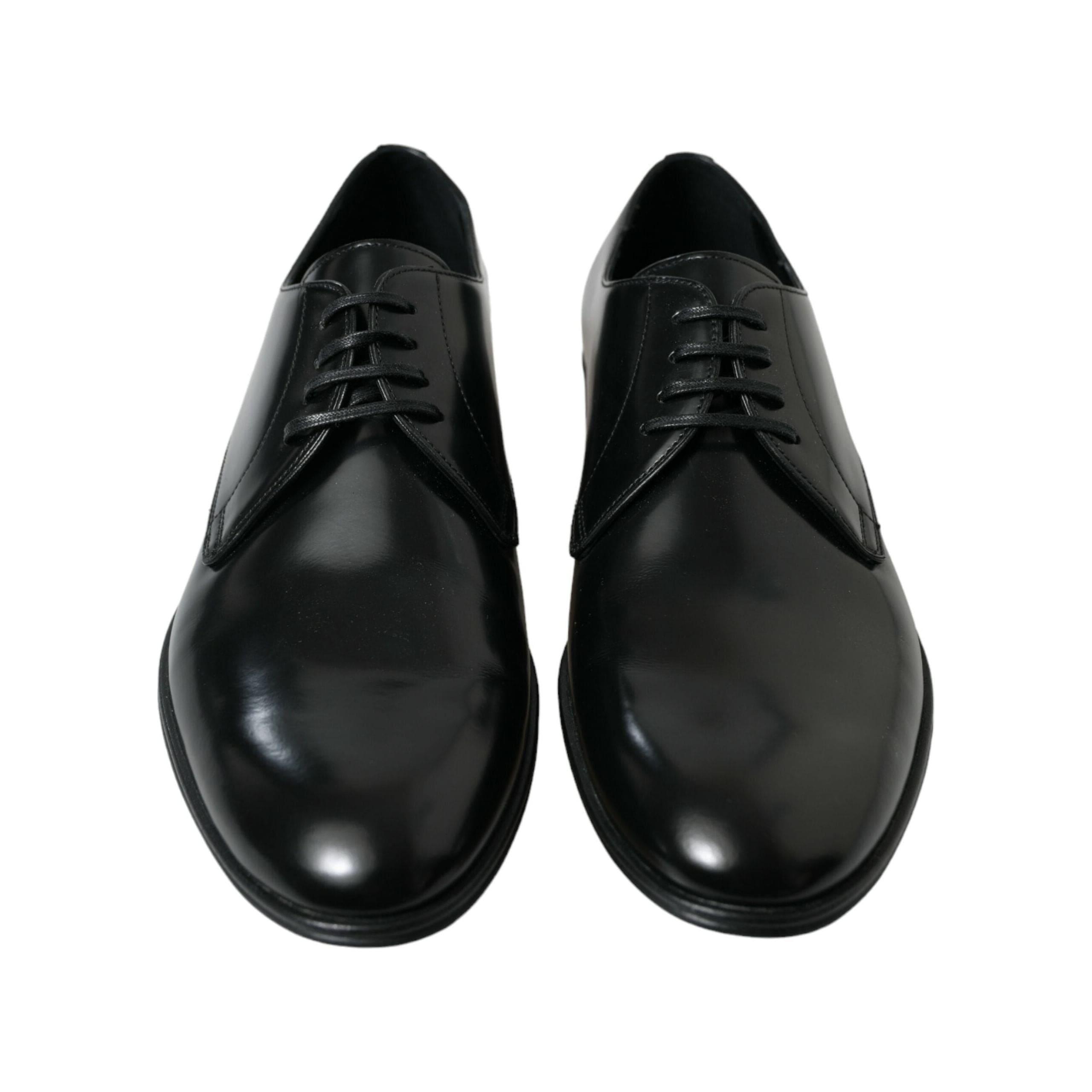 DOLCE & Gabbana Black Leather Lace Up Men Dress Derby Shoes