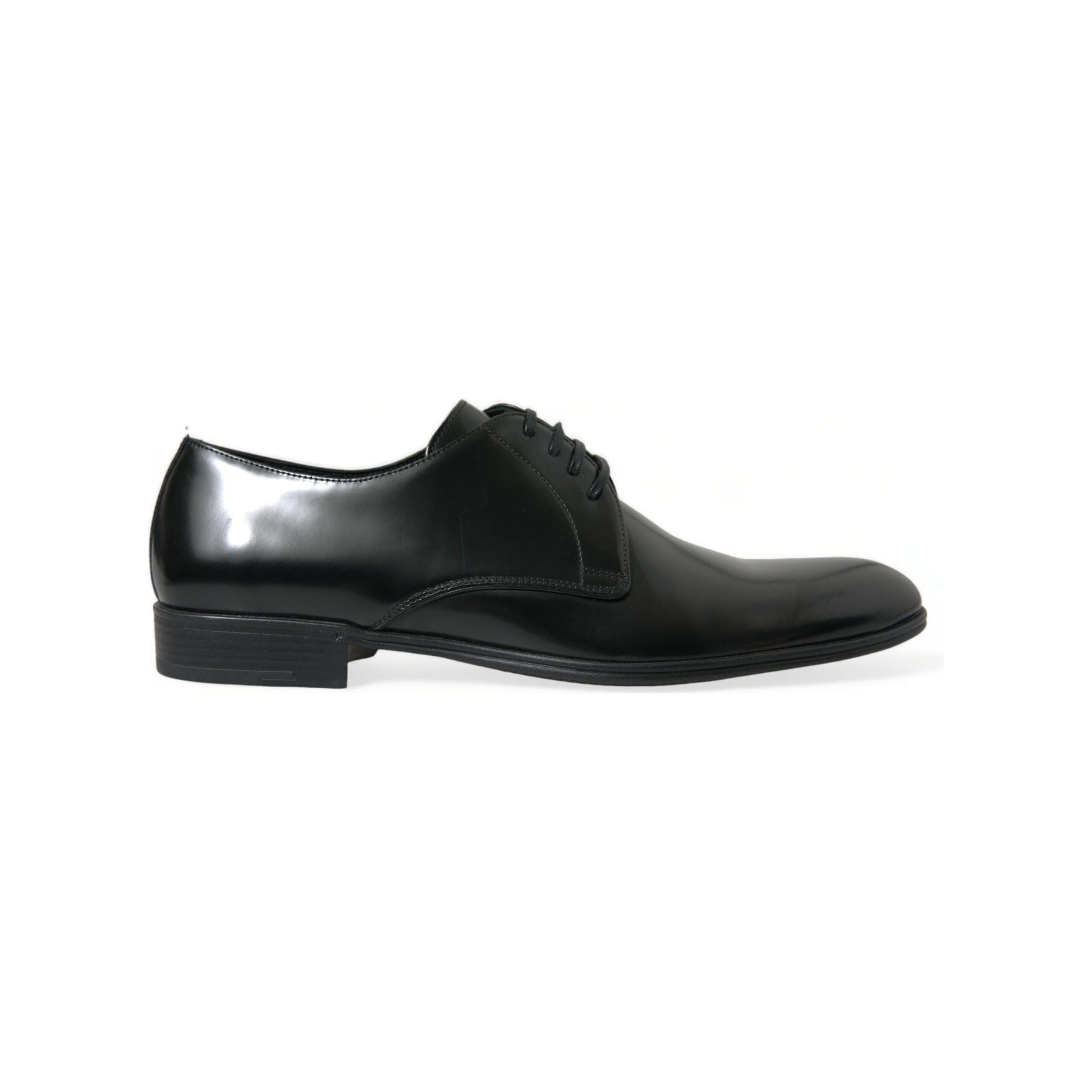 DOLCE & Gabbana Black Leather Lace Up Men Dress Derby Shoes