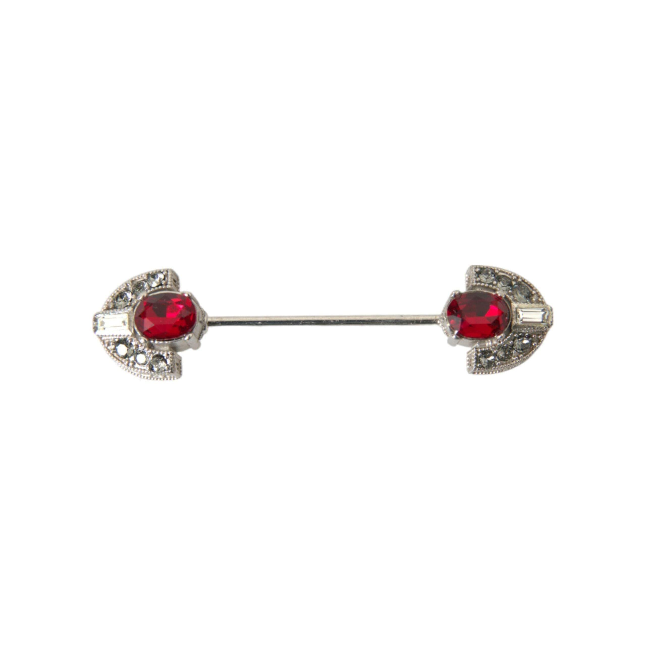 DOLCE & Gabbana 925 Sterling Silver Crystals Pin Collar Brooch