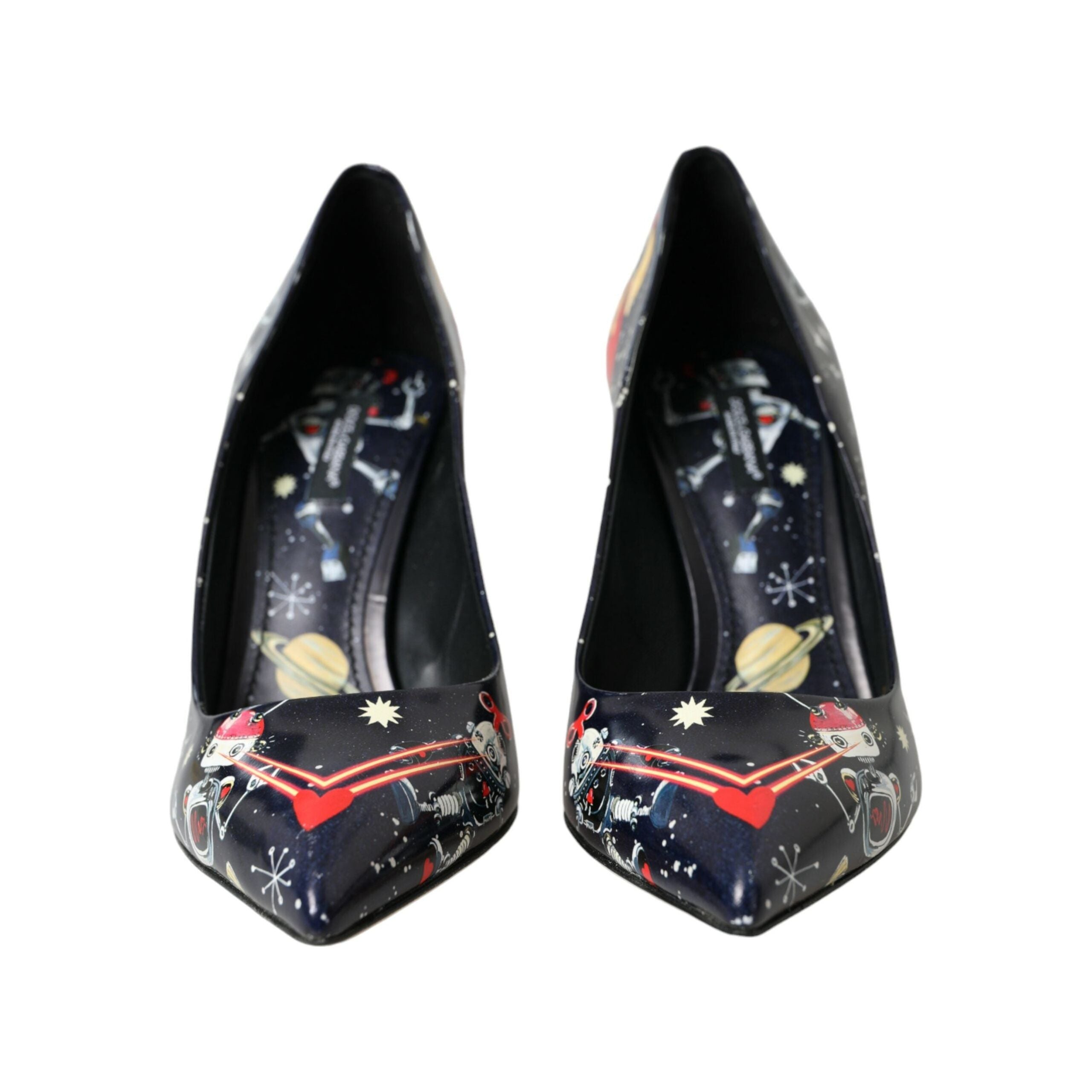 DOLCE & Gabbana Blue Space Robot Leather Heels Shoes