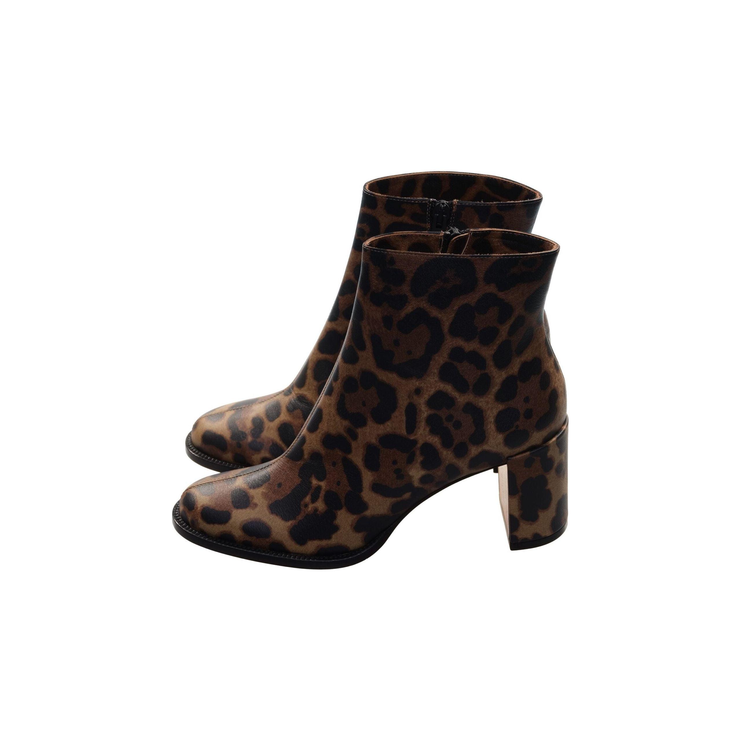 CHRISTIAN Louboutin Adoxa 70 Brown Leopard Print High Heel Boot