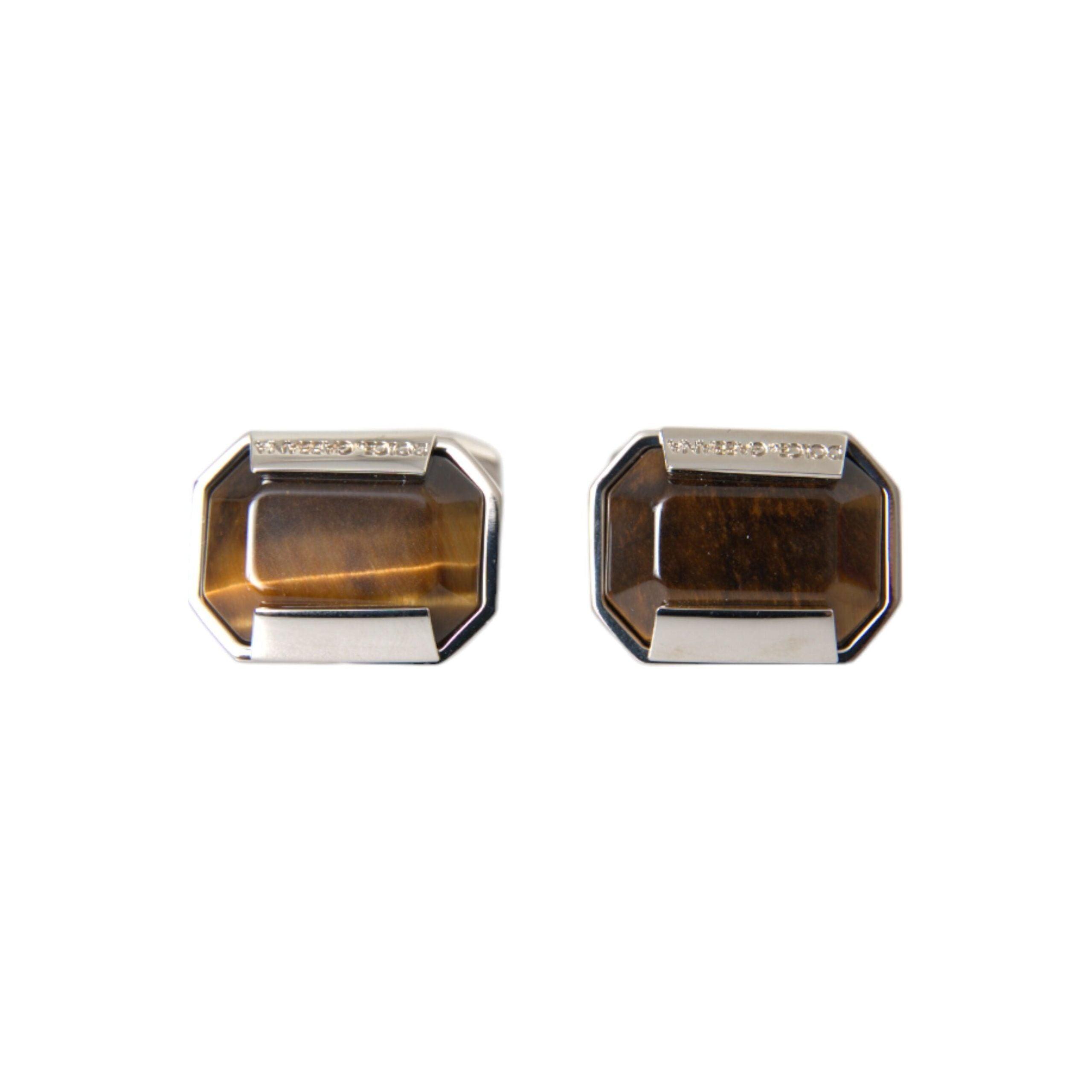 DOLCE & Gabbana Silver Plated Brass Pin Crystal Cufflinks