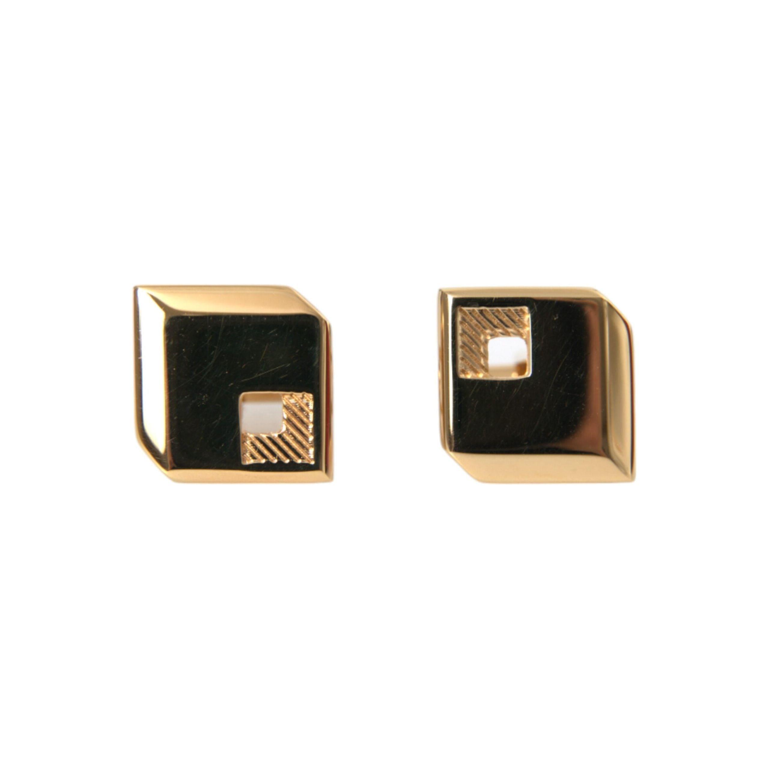 DOLCE & Gabbana Gold Plated Metal Brass Square Pin Cufflinks