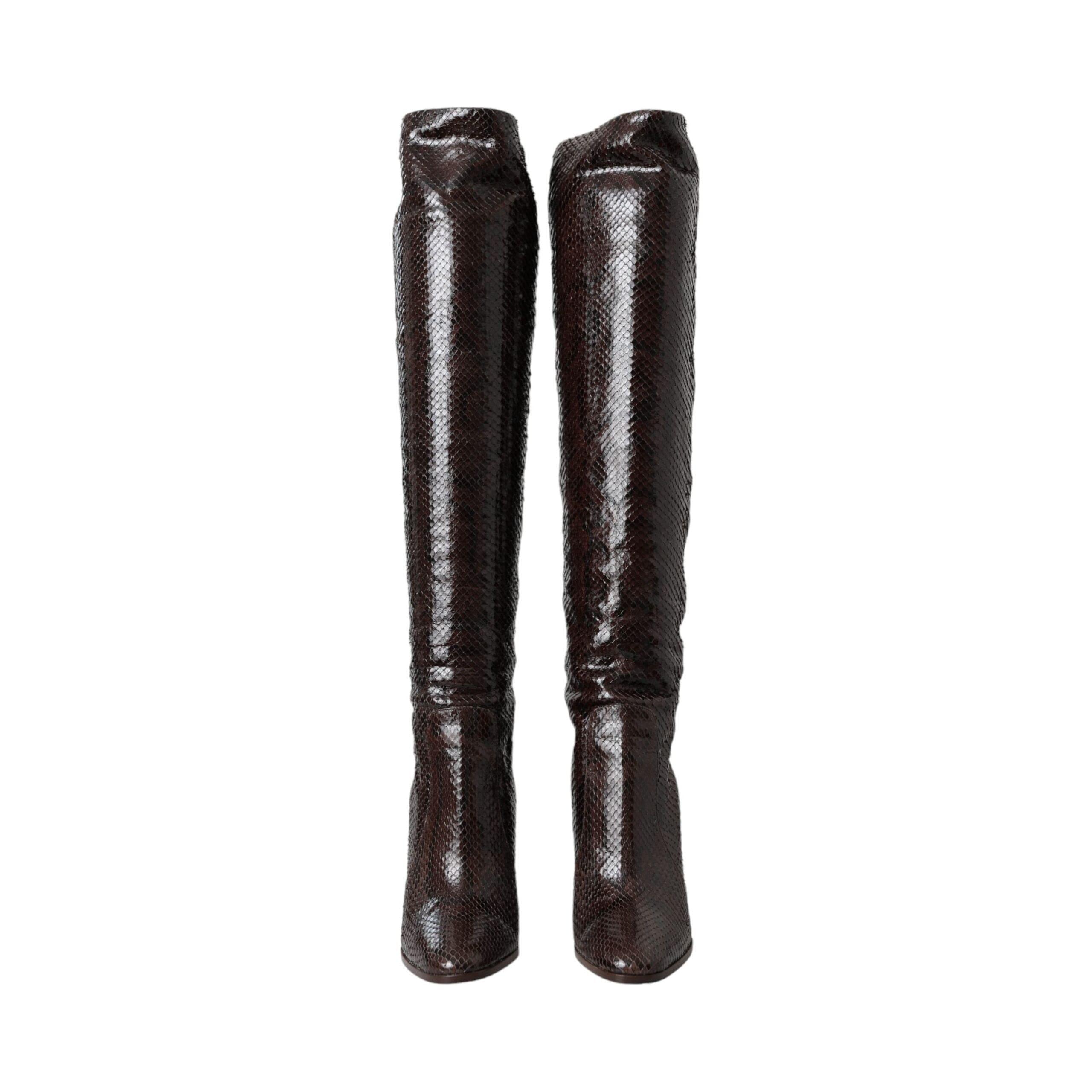 DOLCE & Gabbana Brown Exotic Leather Heels High Boots