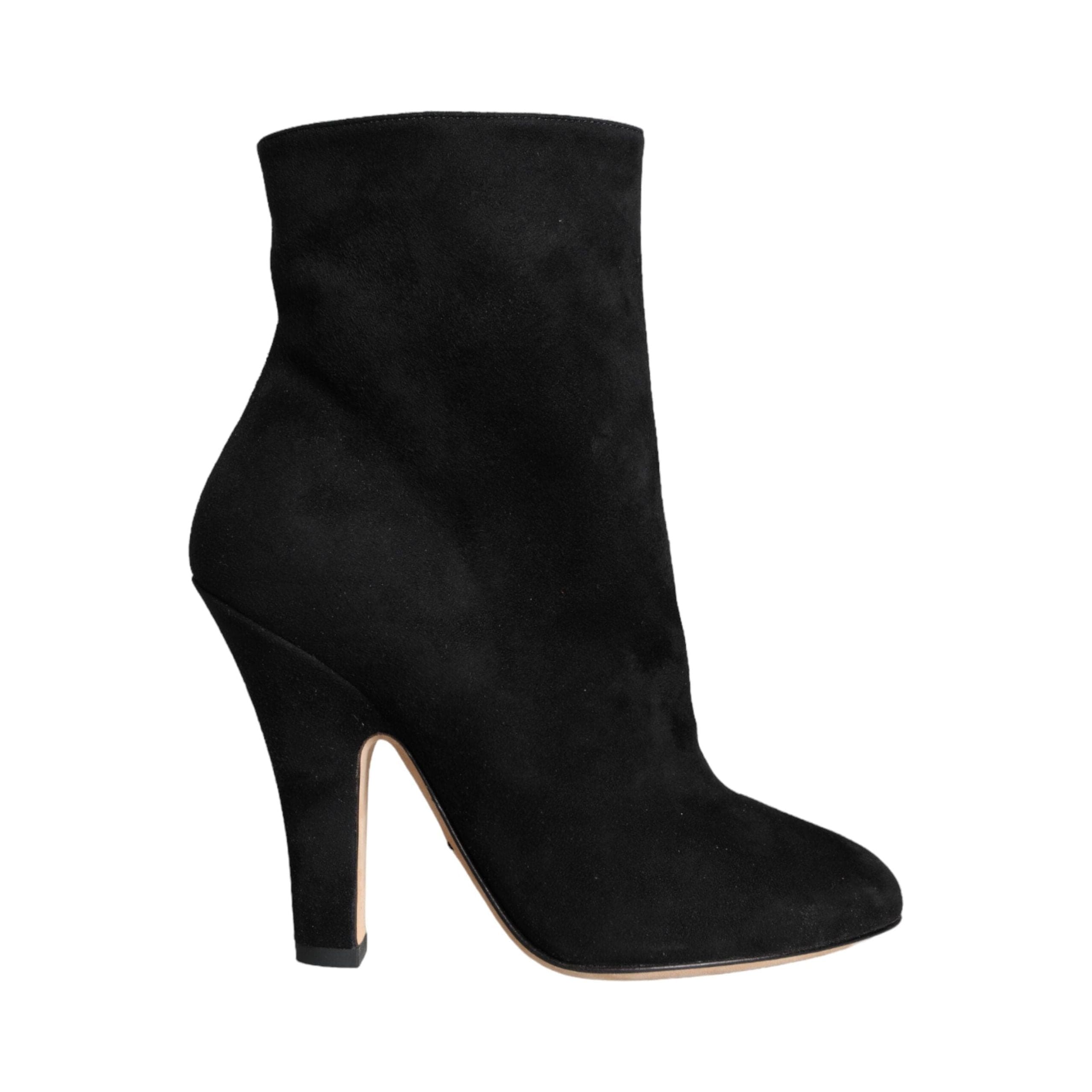 DOLCE & Gabbana Black Suede Leather Mid Calf Boots Shoes