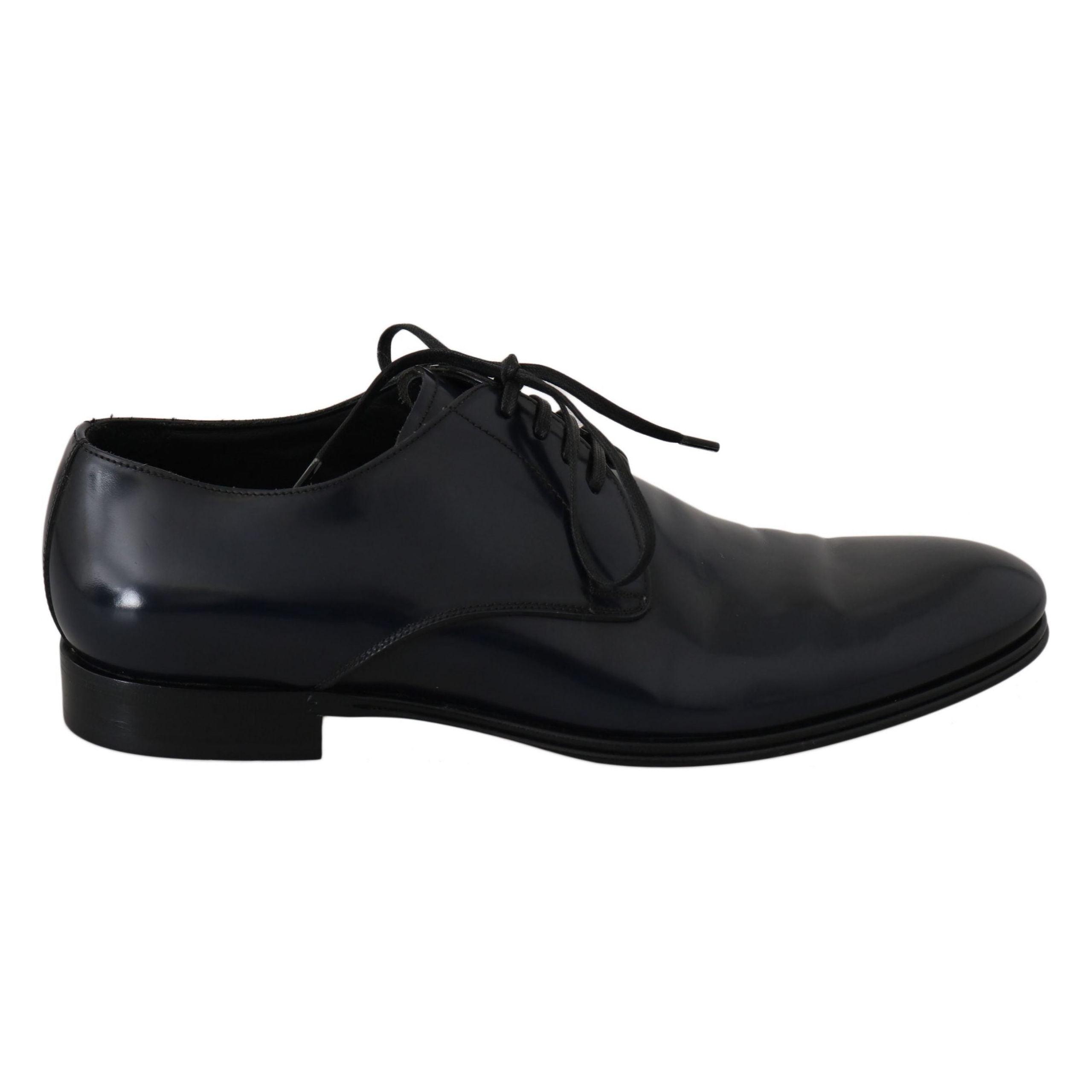 DOLCE & GABBANA Blue Leather Derby Formal Shoes