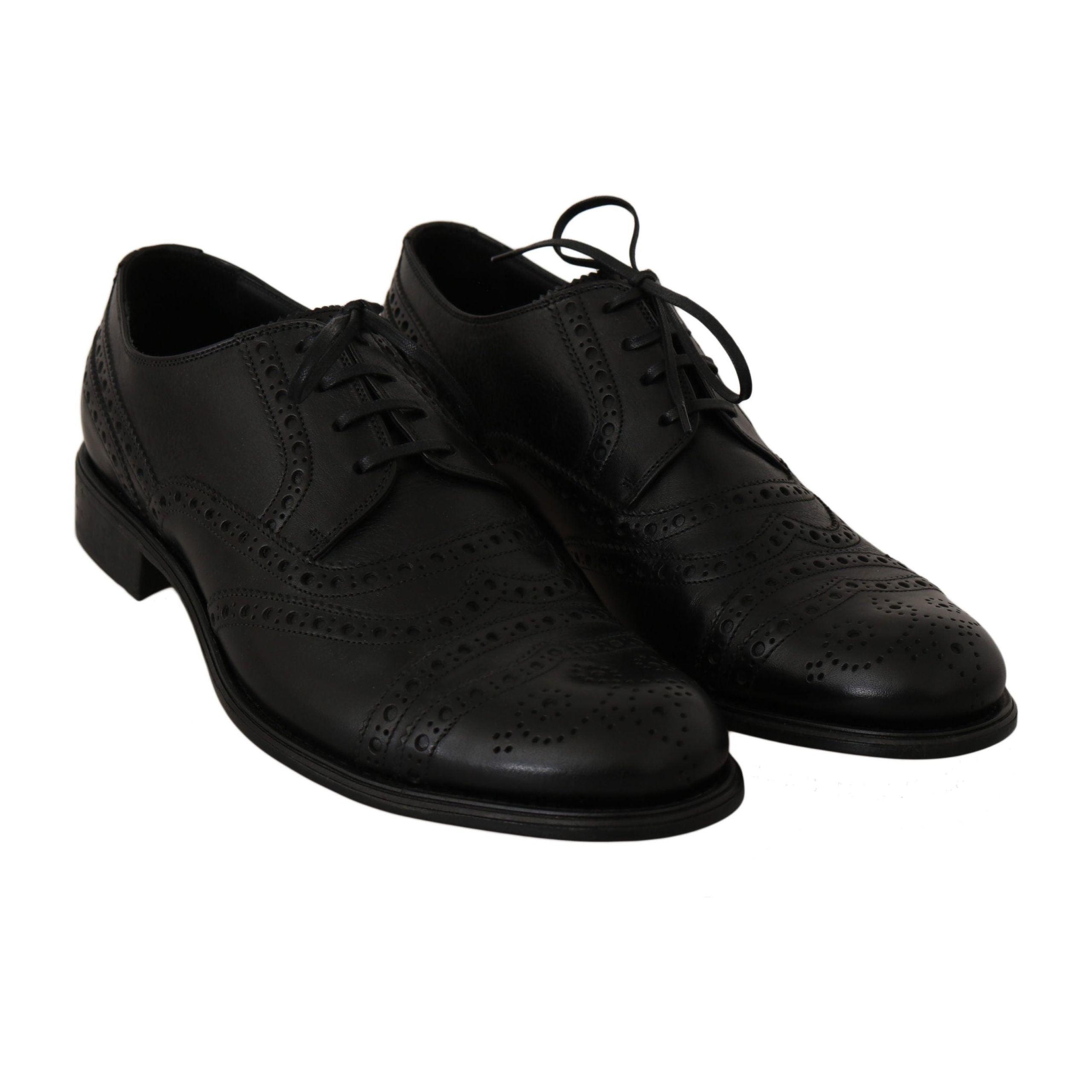 DOLCE & GABBANA Black Leather Wingtip Oxford Shoes