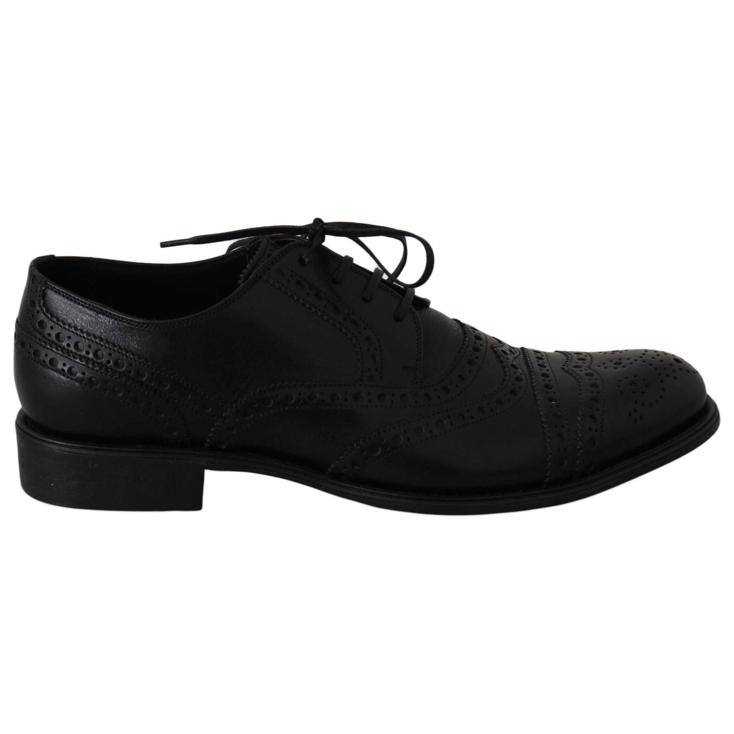 DOLCE & GABBANA Black Leather Wingtip Oxford Shoes