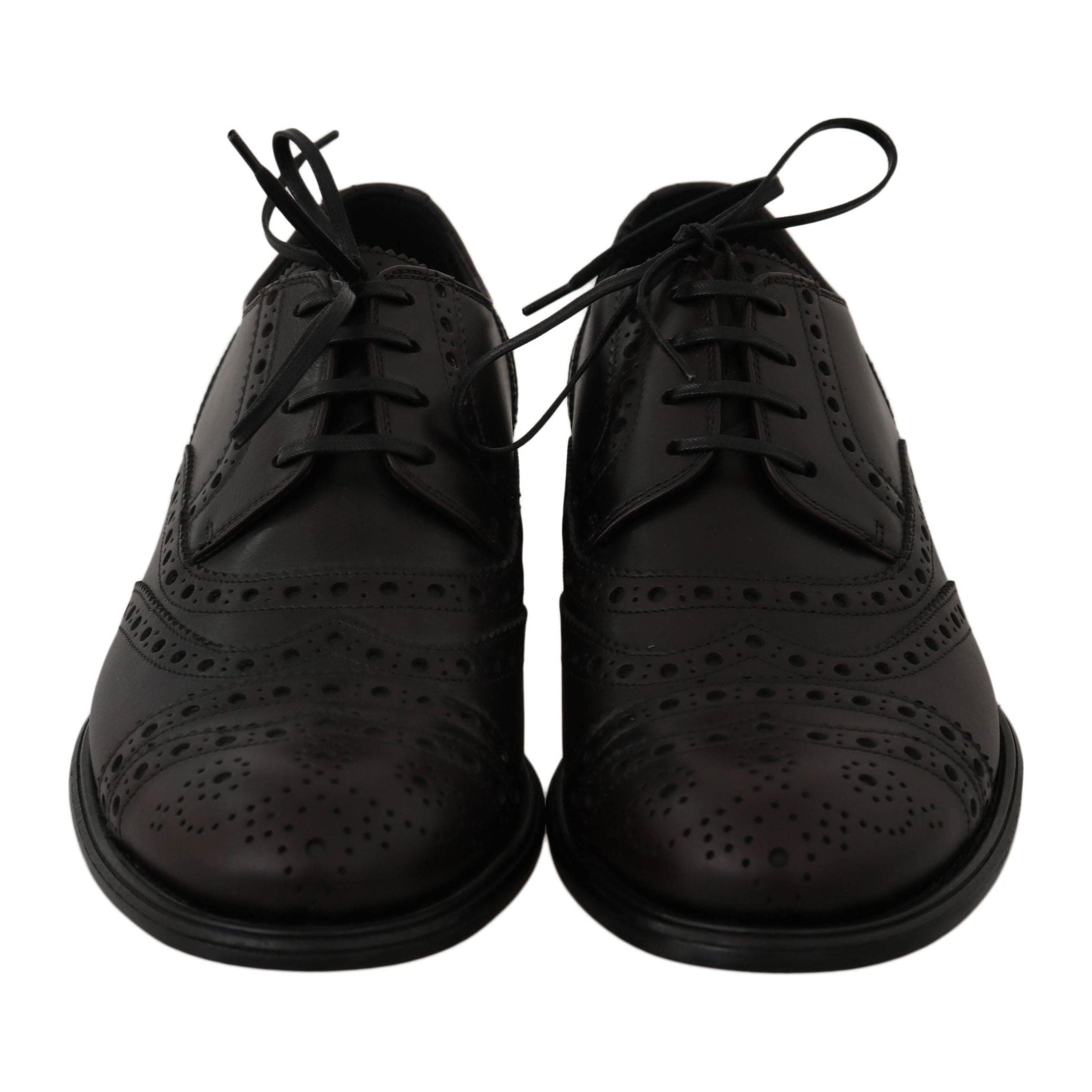 DOLCE & GABBANA Black Leather Wingtip Oxford Shoes