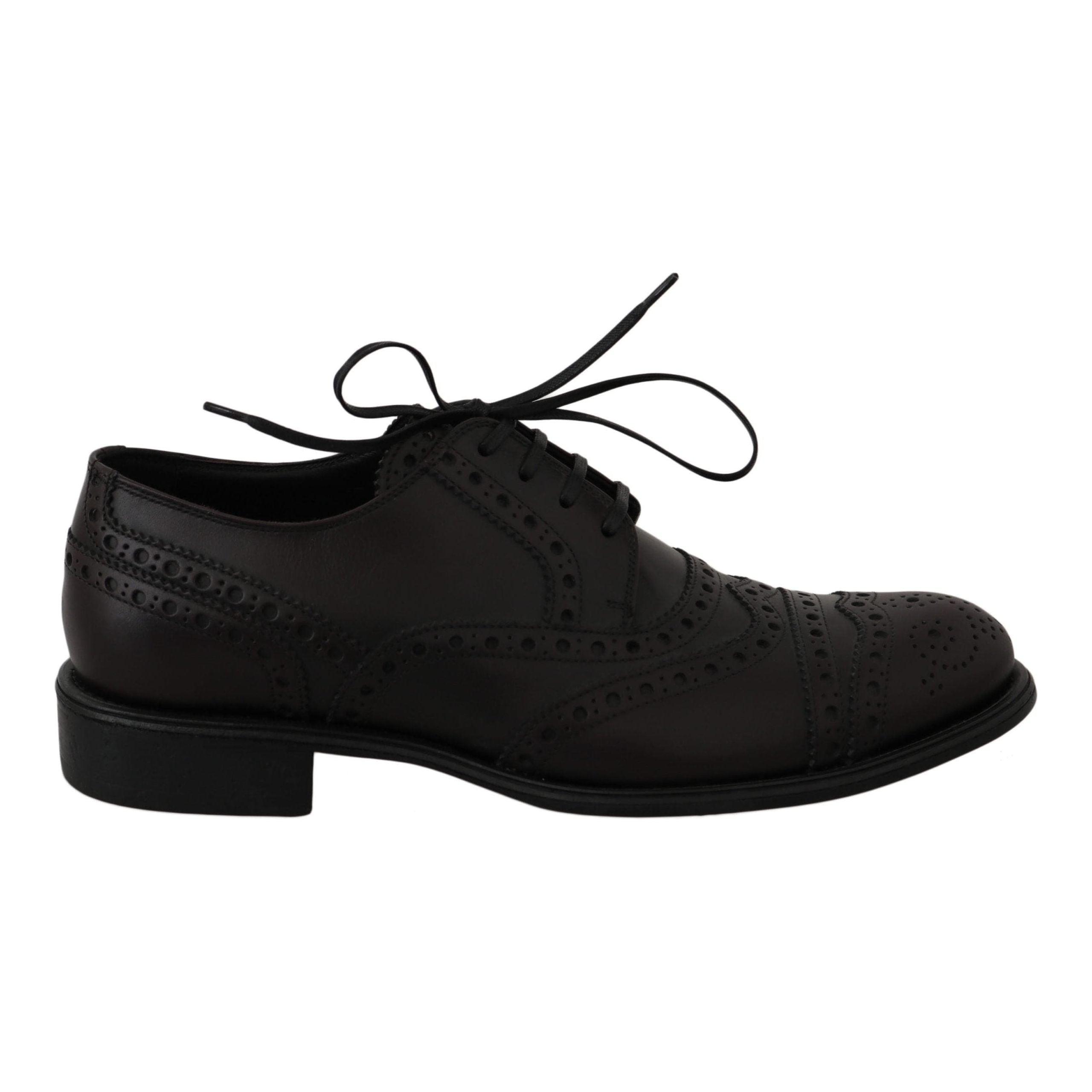 DOLCE & GABBANA Black Leather Wingtip Oxford Shoes