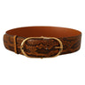 DOLCE & GABBANA Brown Exotic Leather Gold Oval Buckle Belt - OBY BAGS