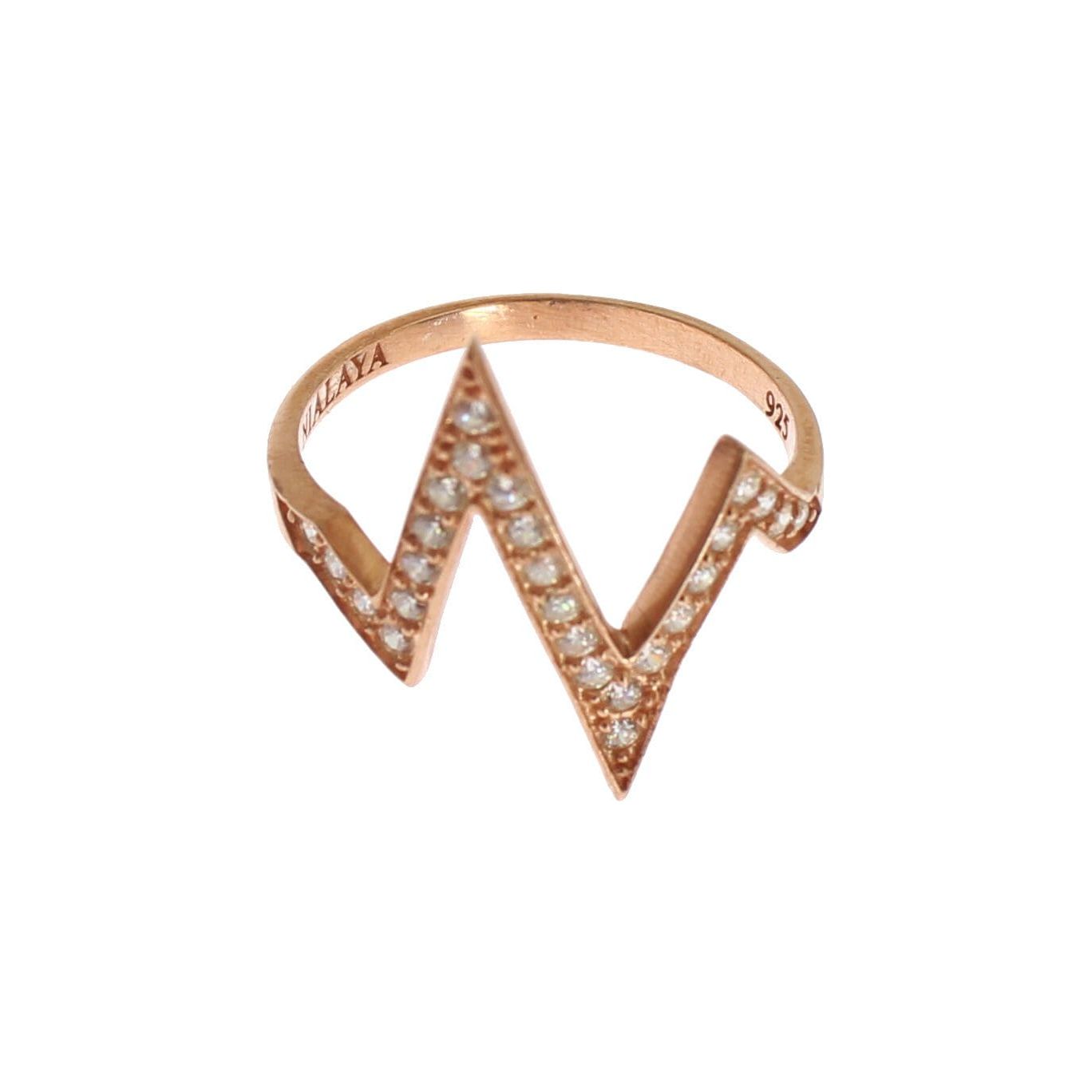 NIALAYA Pink Gold 925 Silver Women's Clear Ring